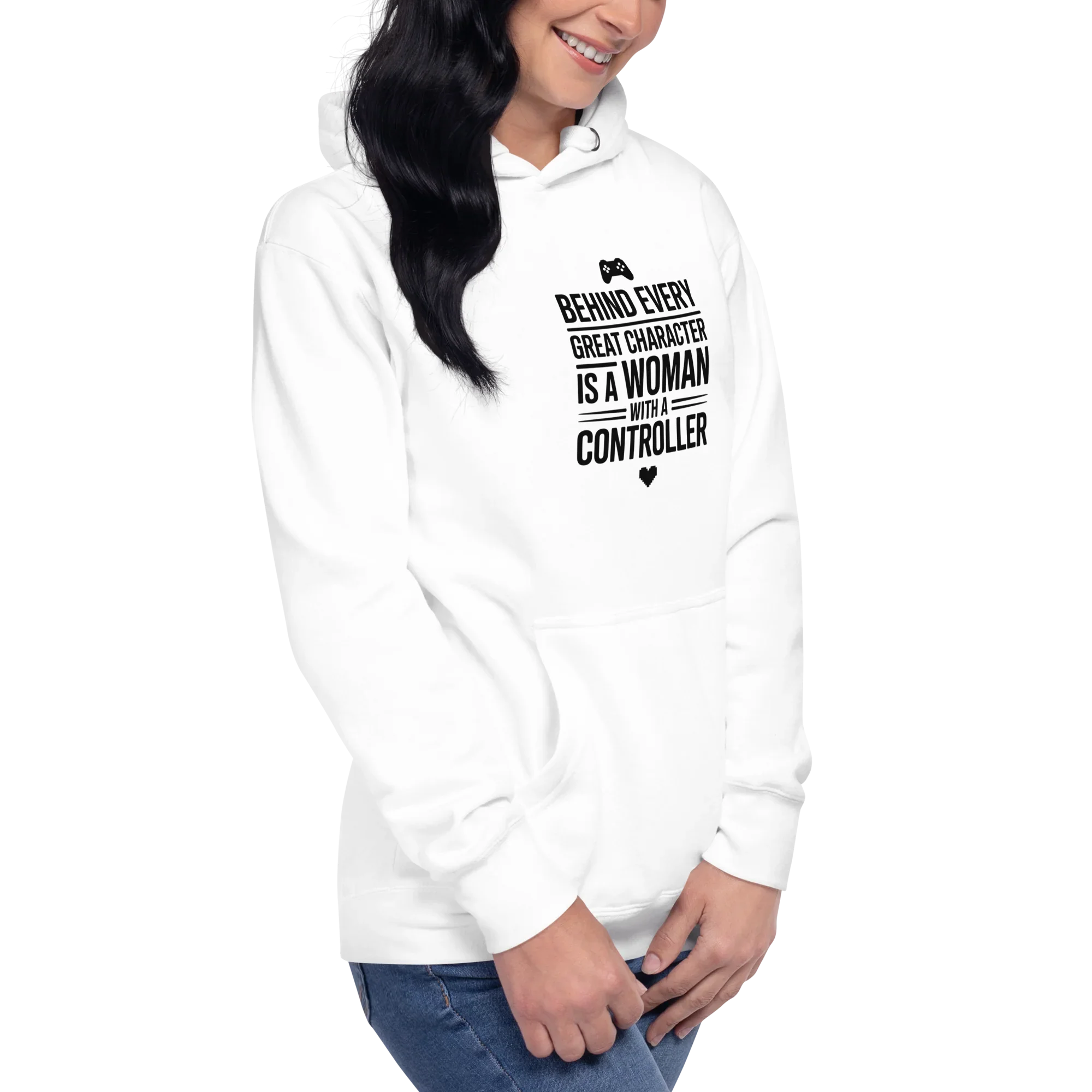 Behind Every Great Character Hoodie – Gamer Girl Controller Quote - RaZits