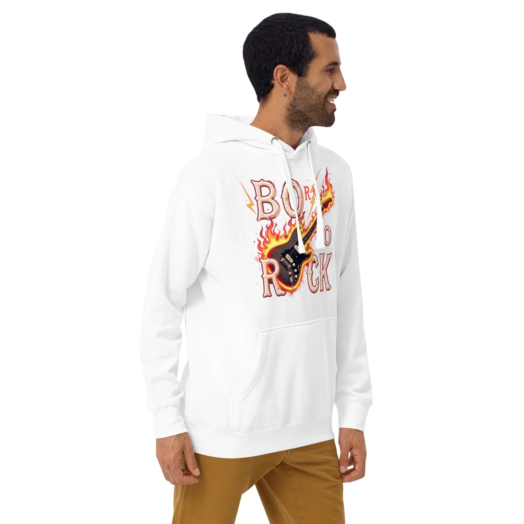 Born to Rock Flame Hoodie – Blazing Guitar Graphic Vibes - RaZits