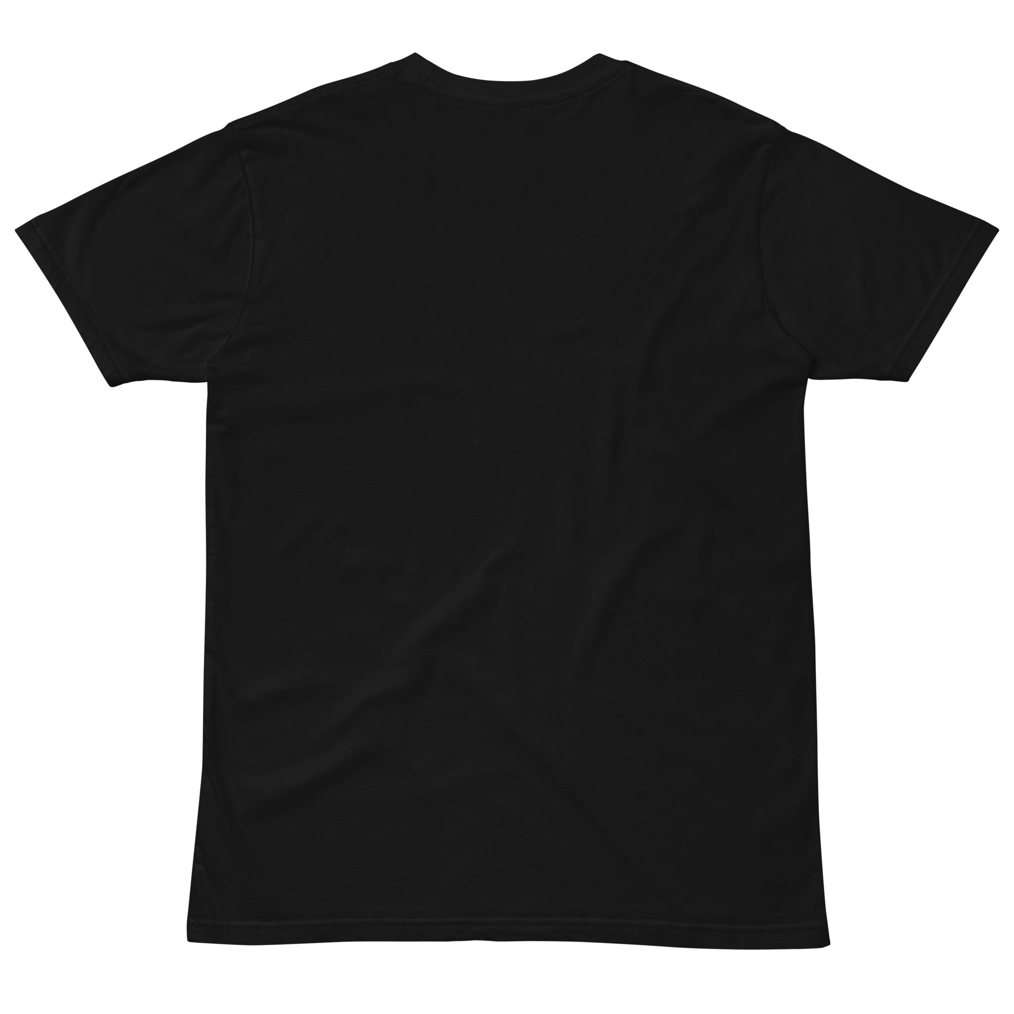 Plain back of the black cotton T-shirt; the Baseball Catcher Shirt – Built for the Bounce design is printed on the front.