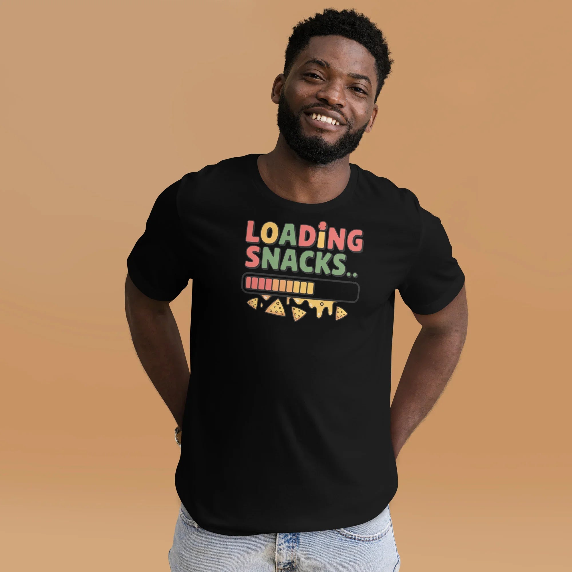Loading Snacks T-Shirt – Funny Gamer Food Progress Bar - RaZits