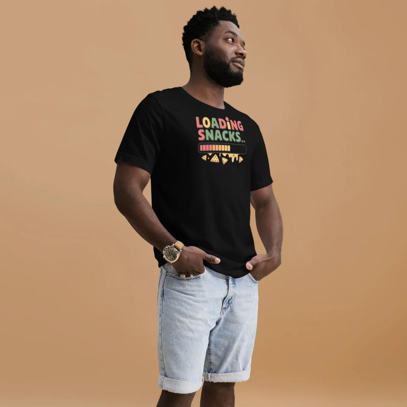 Loading Snacks T-Shirt – Funny Gamer Food Progress Bar - RaZits