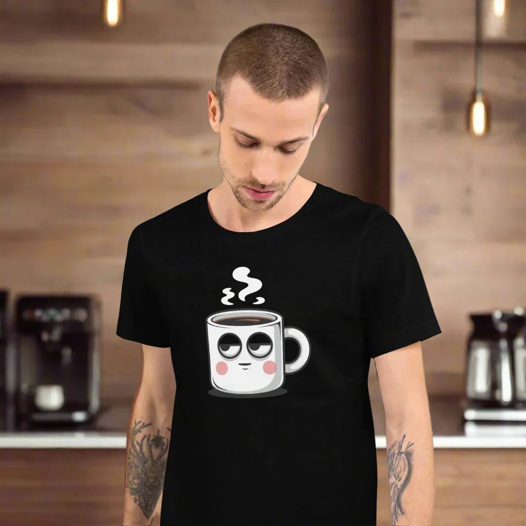 Too Early Face T-Shirt – Sleepy Coffee Mug Graphic - RaZits