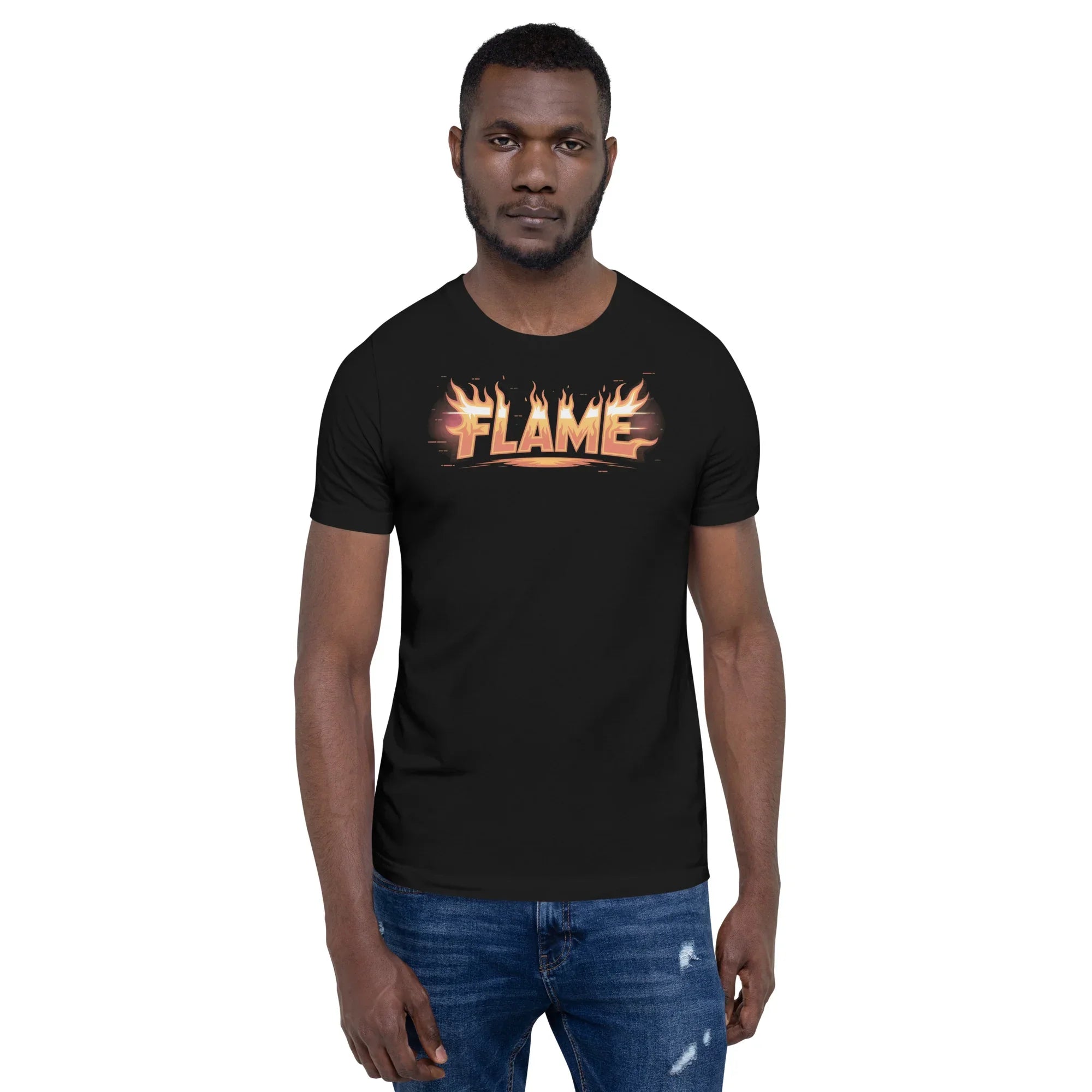 FLAME Graphic Shirt – Fiery Lettering Apparel for Action Fighters - RaZits