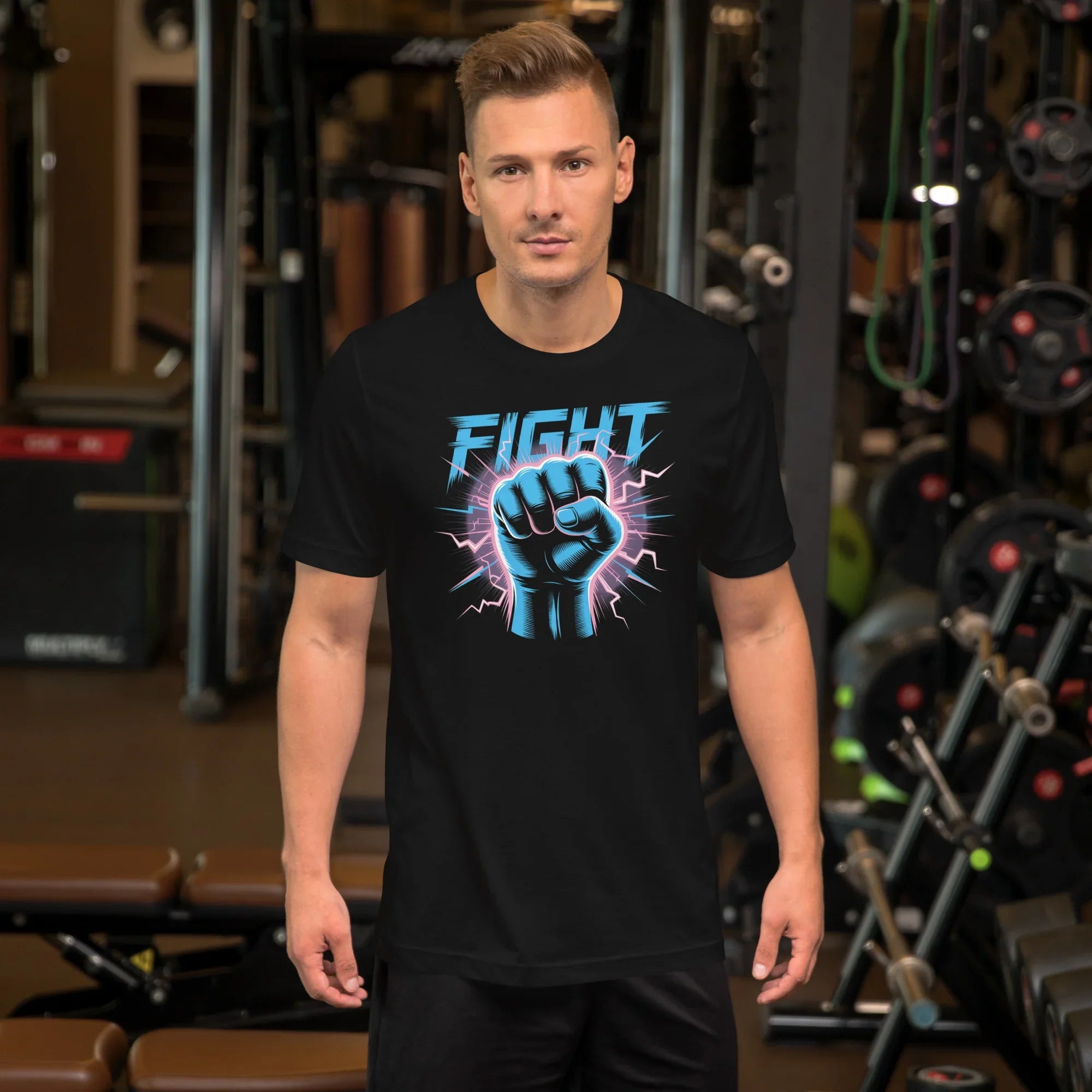 Electric Fist Neon Fight Graphic Tee – Lightning Strike Power Design - RaZits