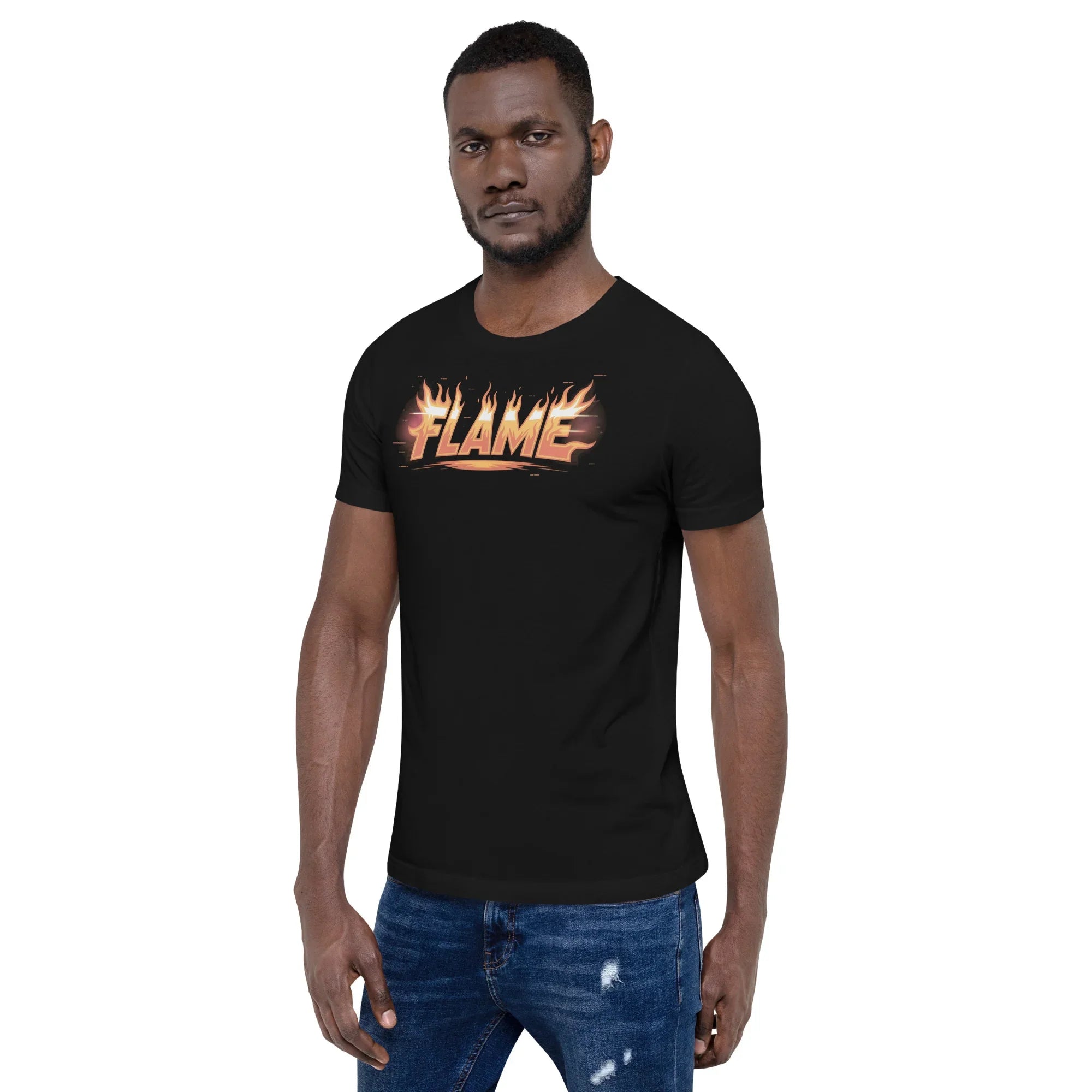 FLAME Graphic Shirt – Fiery Lettering Apparel for Action Fighters - RaZits