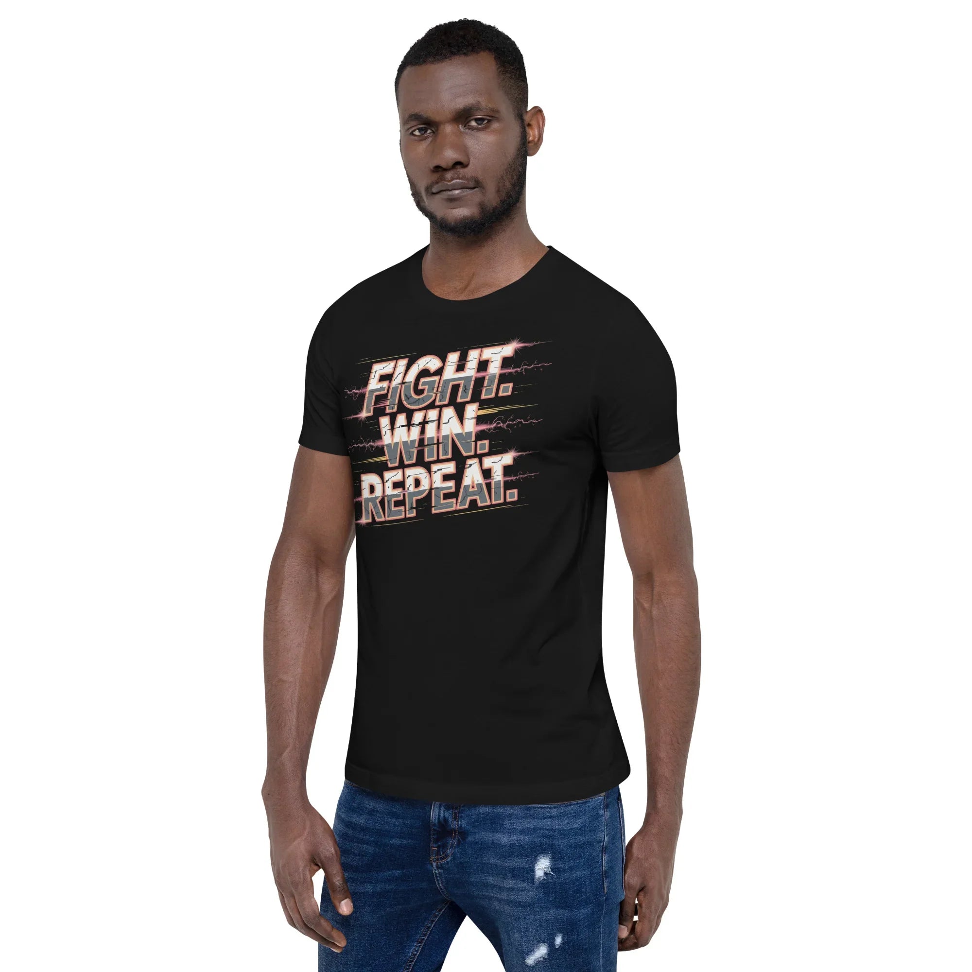 Fight Win Repeat Graphic Tee – Action Loop Battle Design - RaZits