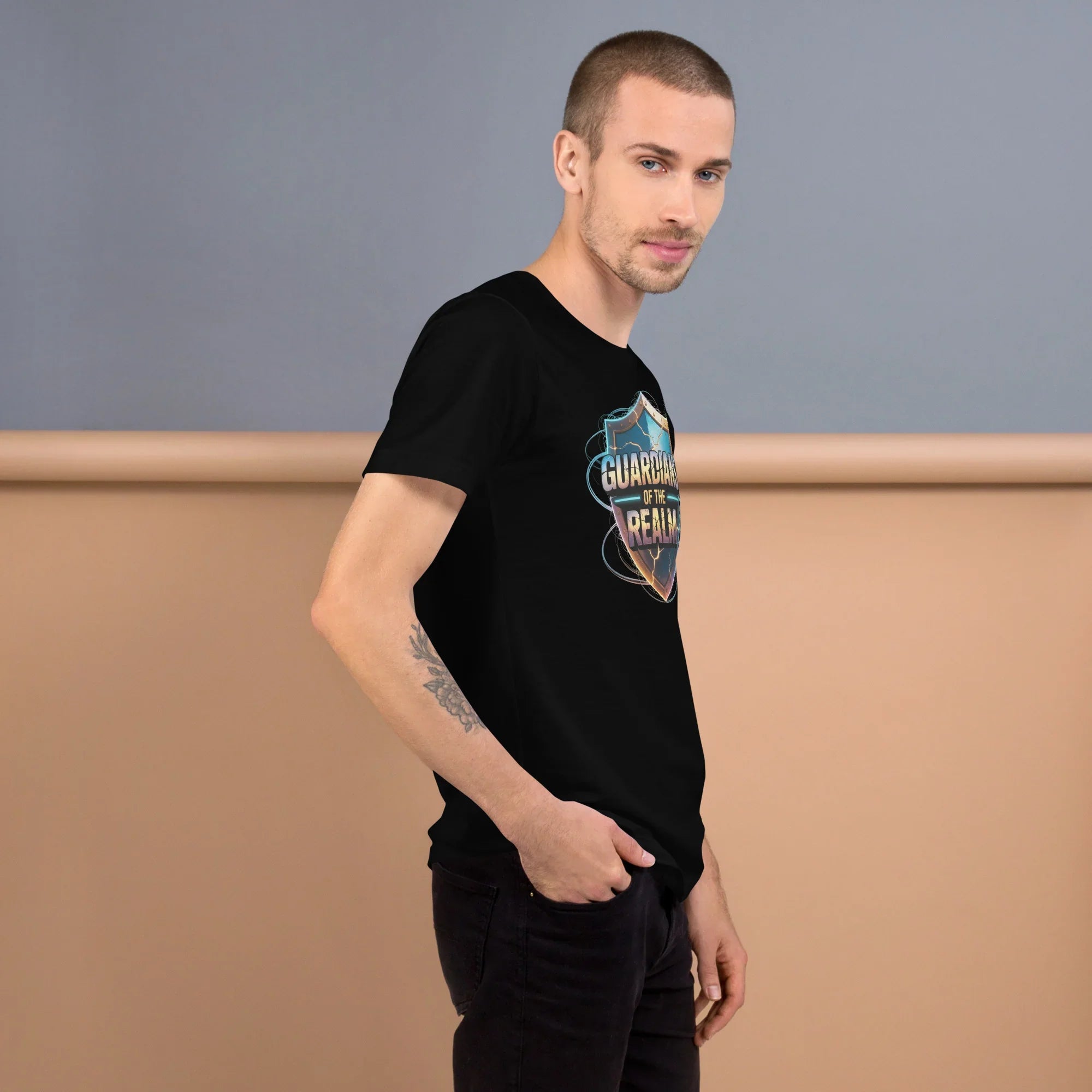 Guardians of the Realm Shirt – Fantasy Warrior T Shirt with Sword and Shield Design - RaZits