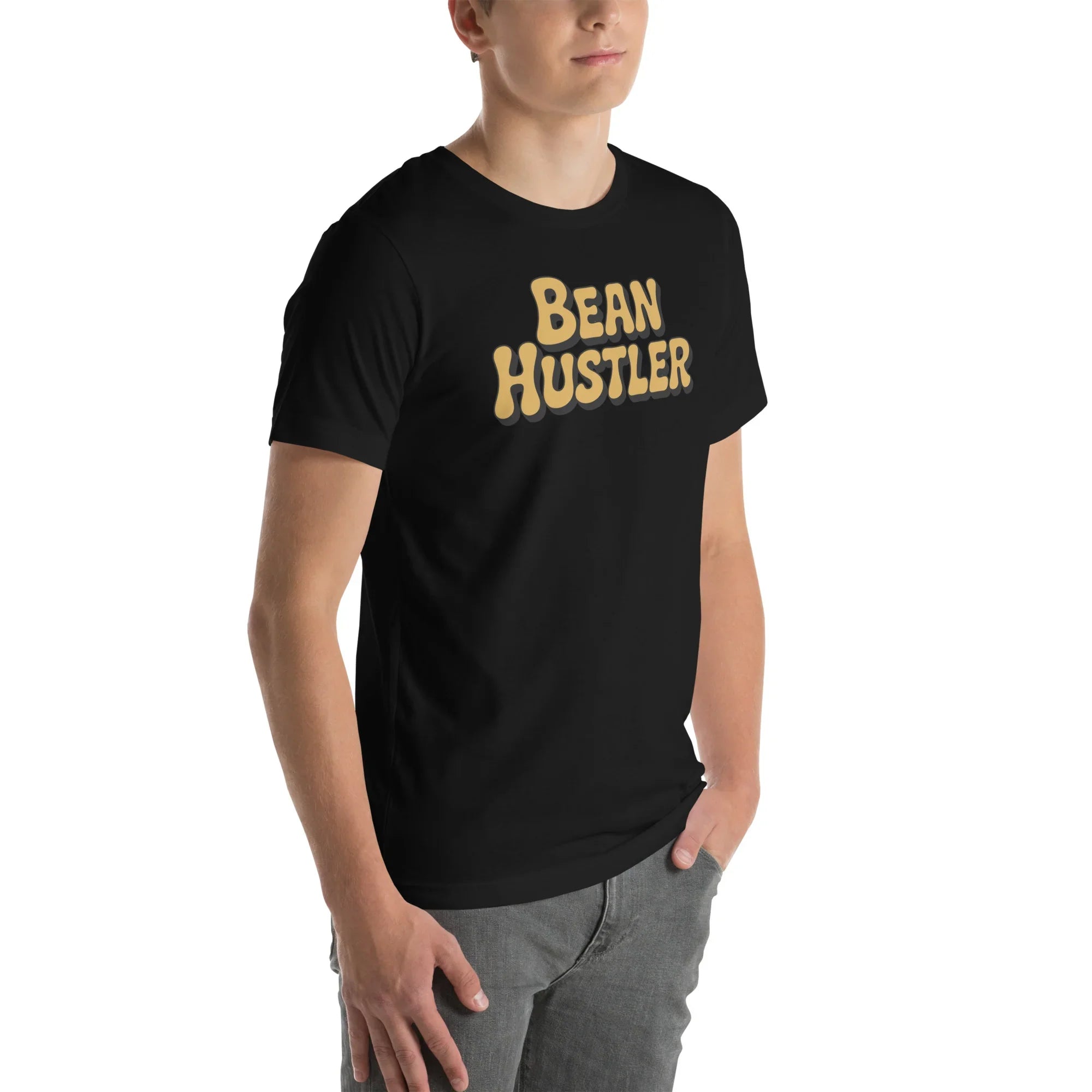 Bean Hustler T-Shirt – Bold Coffee Typography Design - RaZits