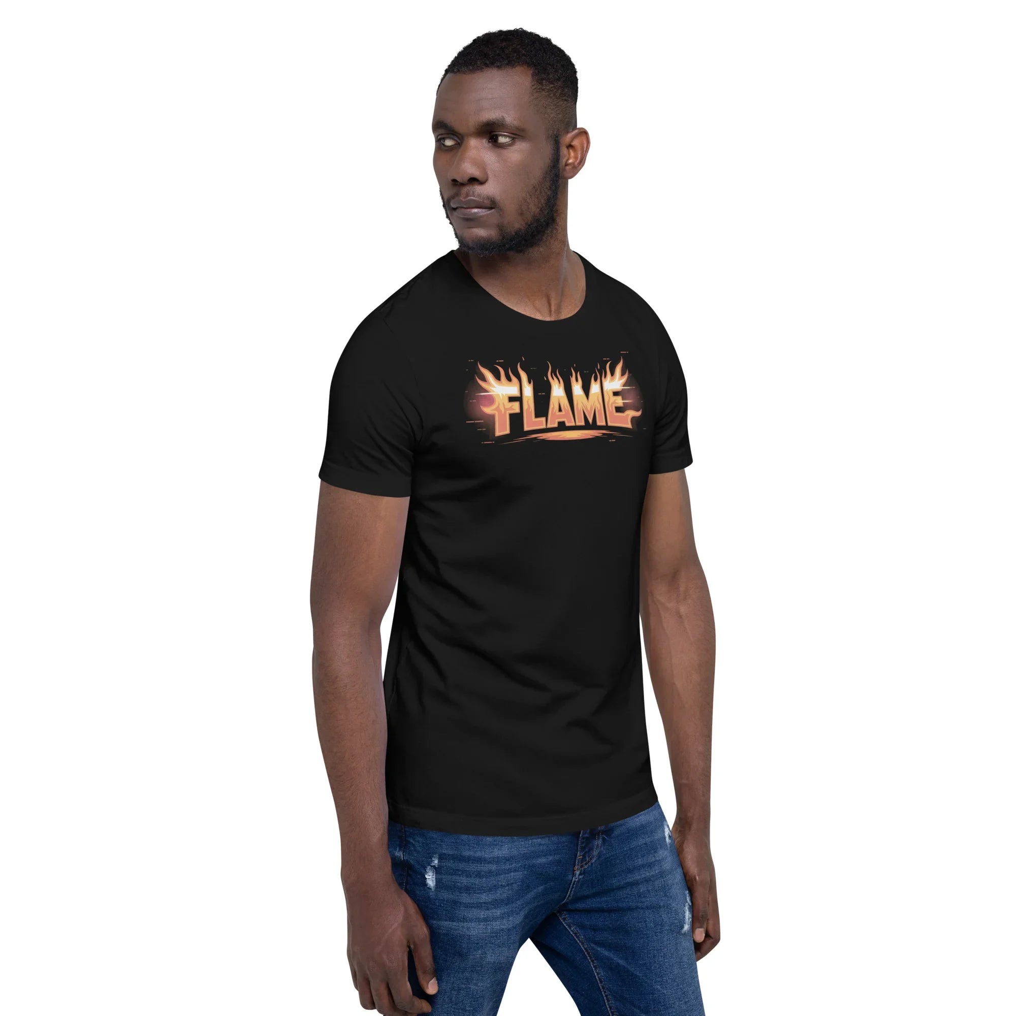FLAME Graphic Shirt – Fiery Lettering Apparel for Action Fighters - RaZits