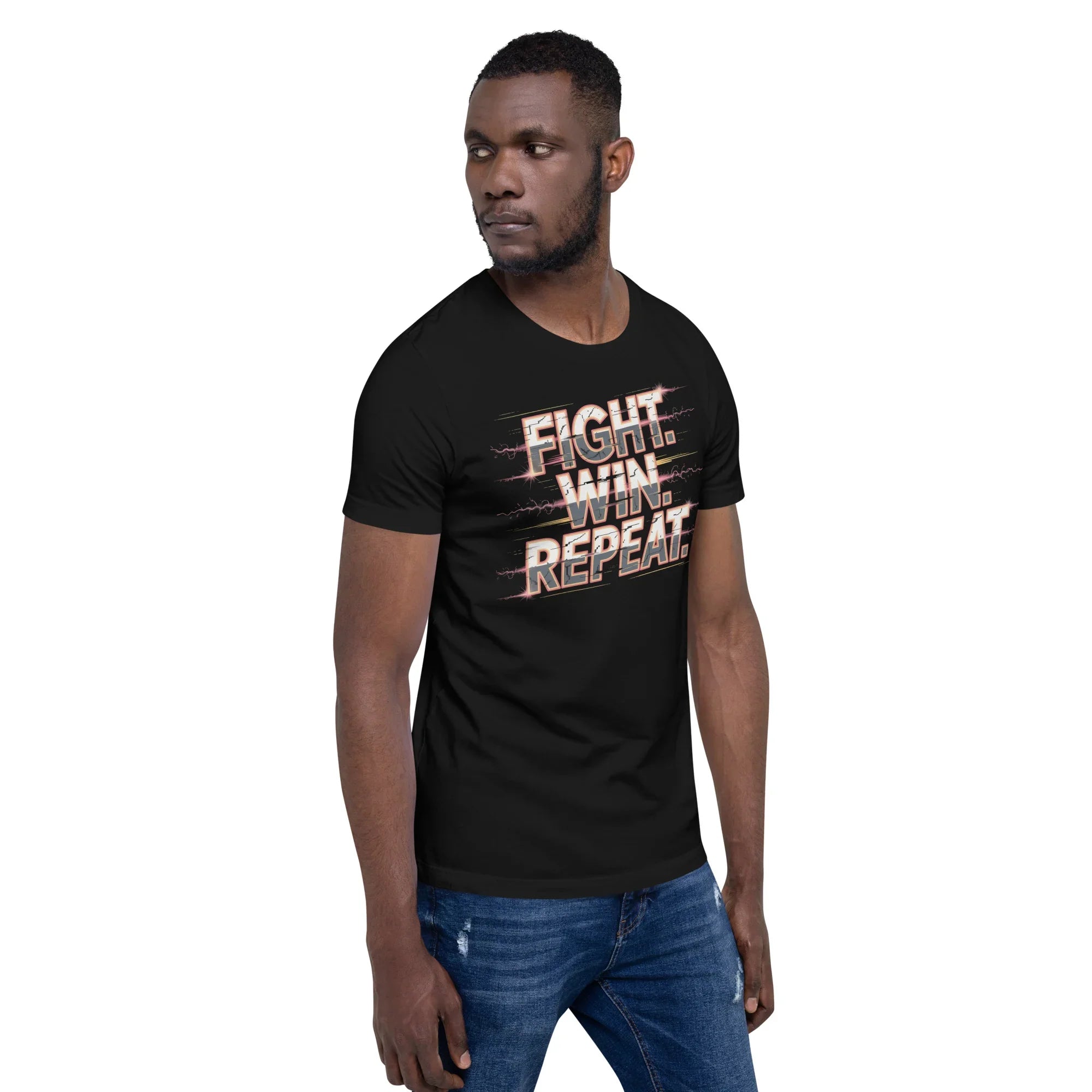 Fight Win Repeat Graphic Tee – Action Loop Battle Design - RaZits