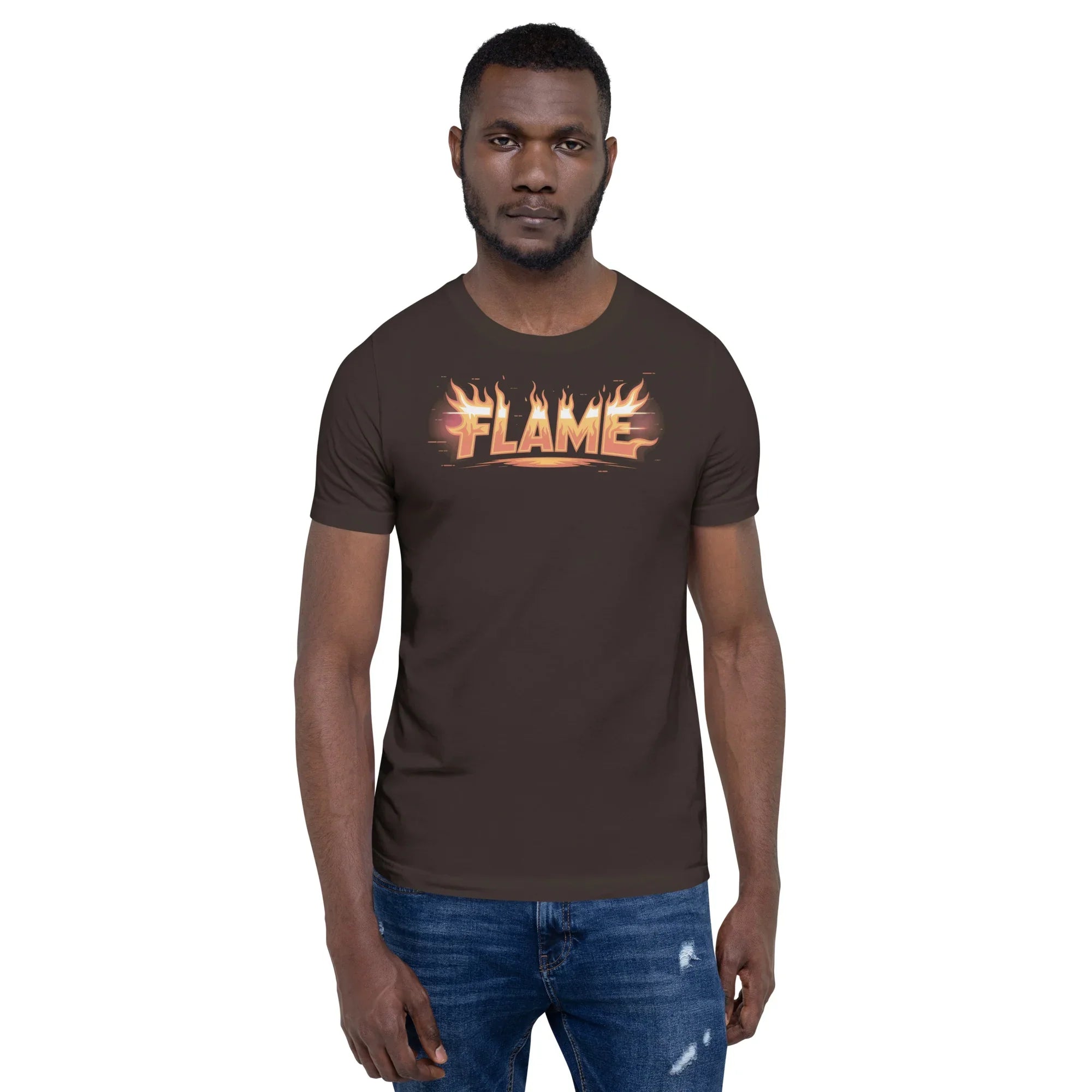FLAME Graphic Shirt – Fiery Lettering Apparel for Action Fighters - RaZits