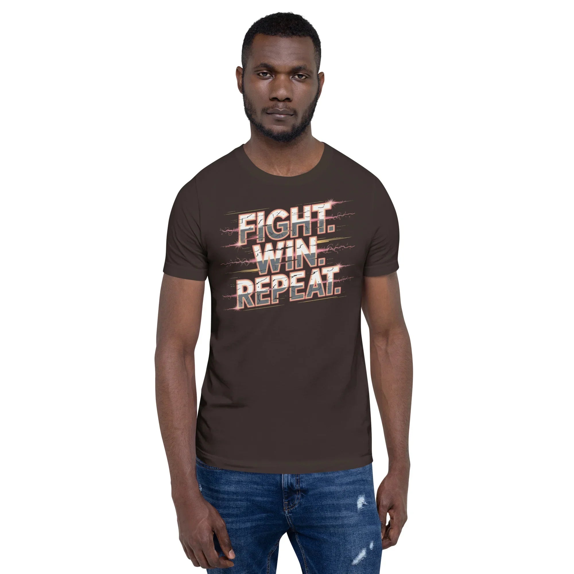 Fight Win Repeat Graphic Tee – Action Loop Battle Design - RaZits