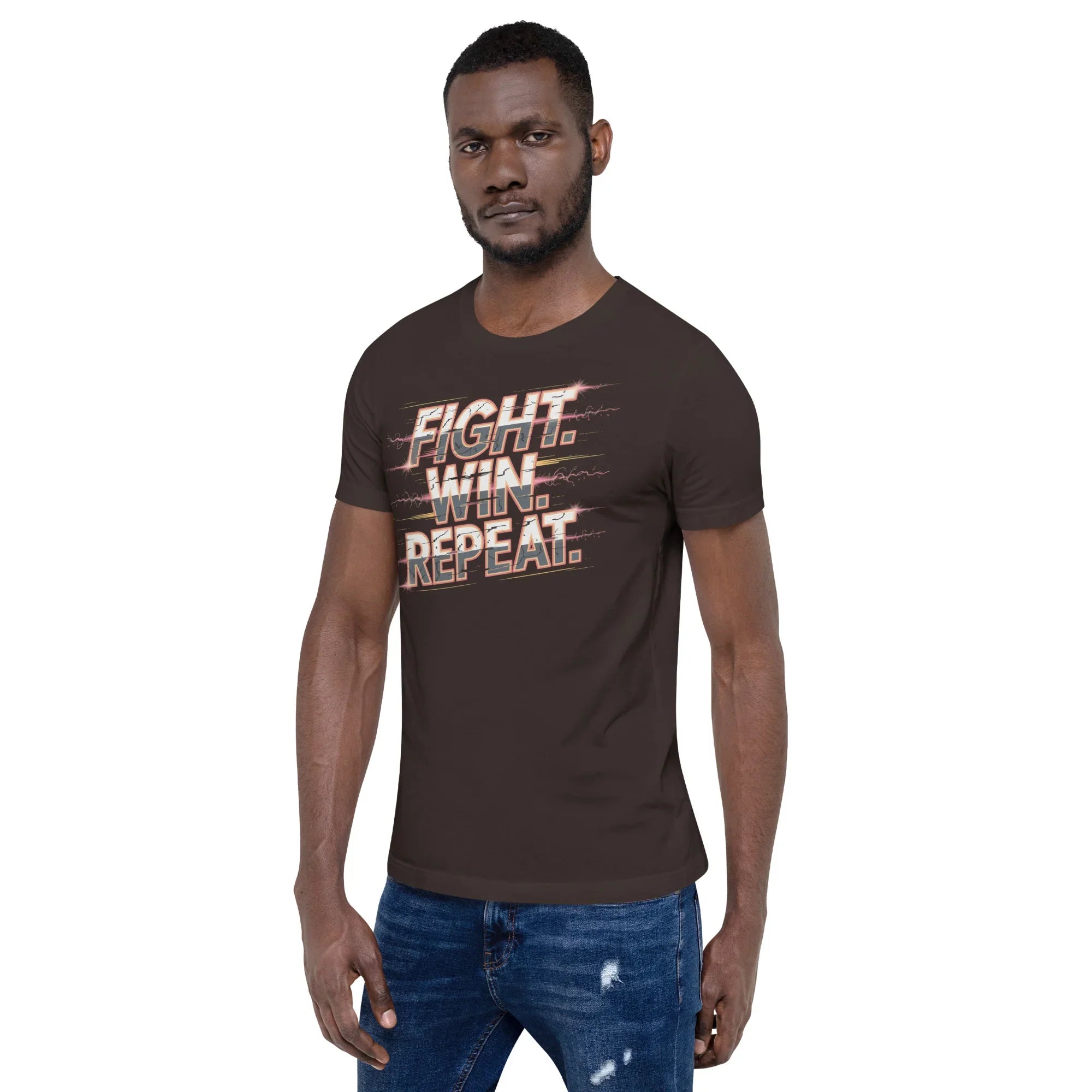 Fight Win Repeat Graphic Tee – Action Loop Battle Design - RaZits
