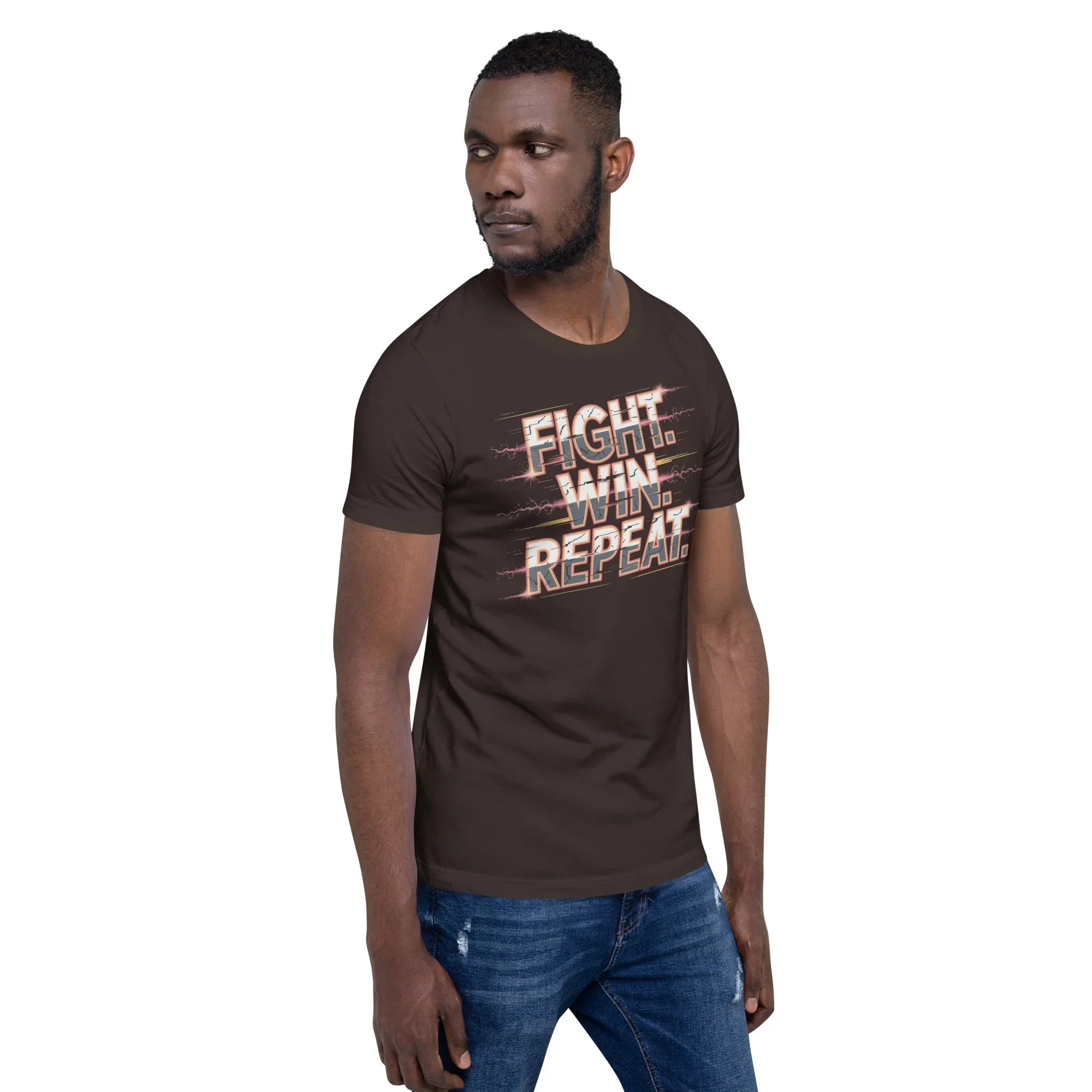 Fight Win Repeat Graphic Tee – Action Loop Battle Design - RaZits