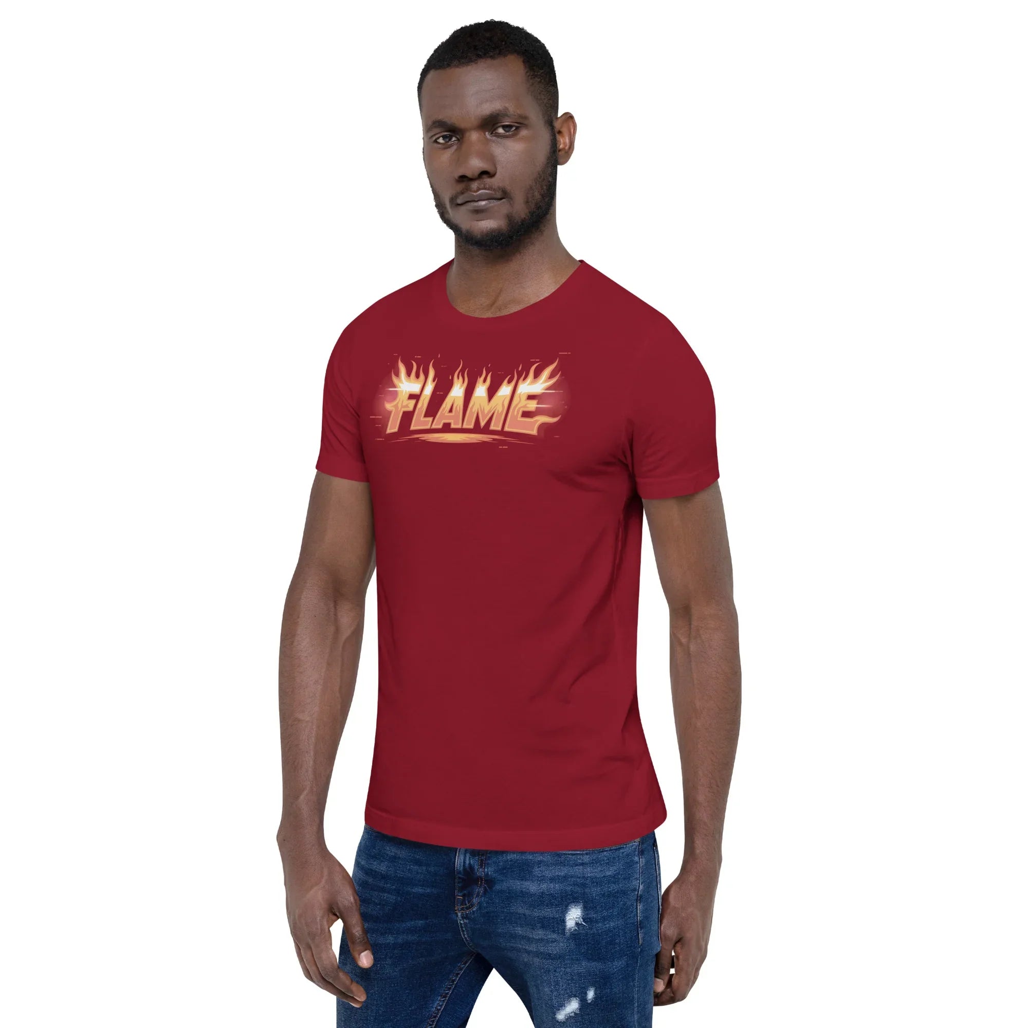 FLAME Graphic Shirt – Fiery Lettering Apparel for Action Fighters - RaZits