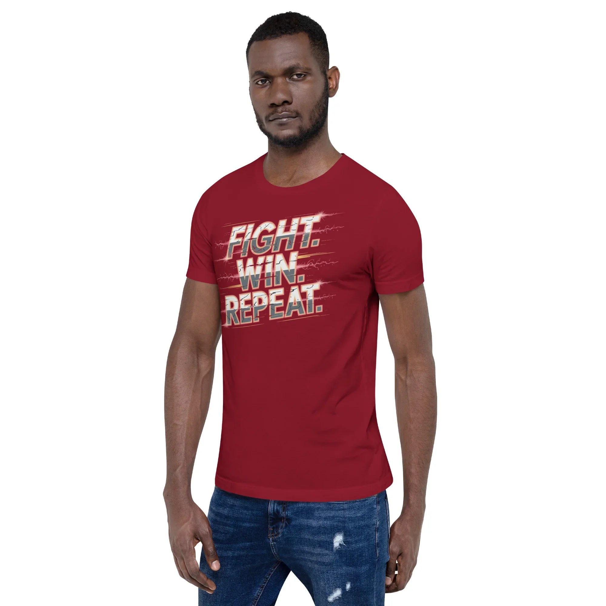 Fight Win Repeat Graphic Tee – Action Loop Battle Design - RaZits