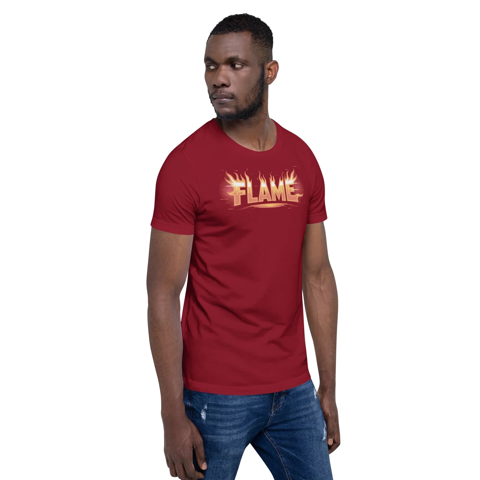 FLAME Graphic Shirt – Fiery Lettering Apparel for Action Fighters - RaZits