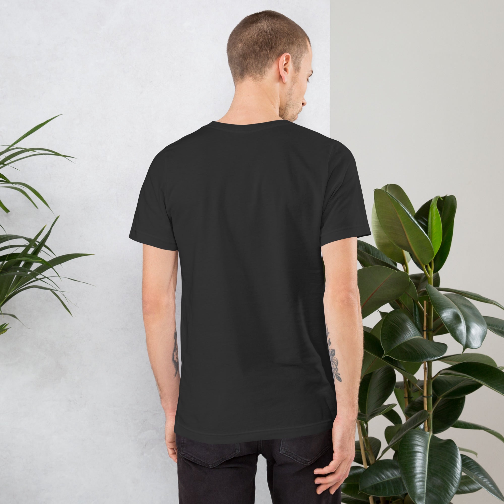Back view mockup of the Dark Grey husband joke shirt
