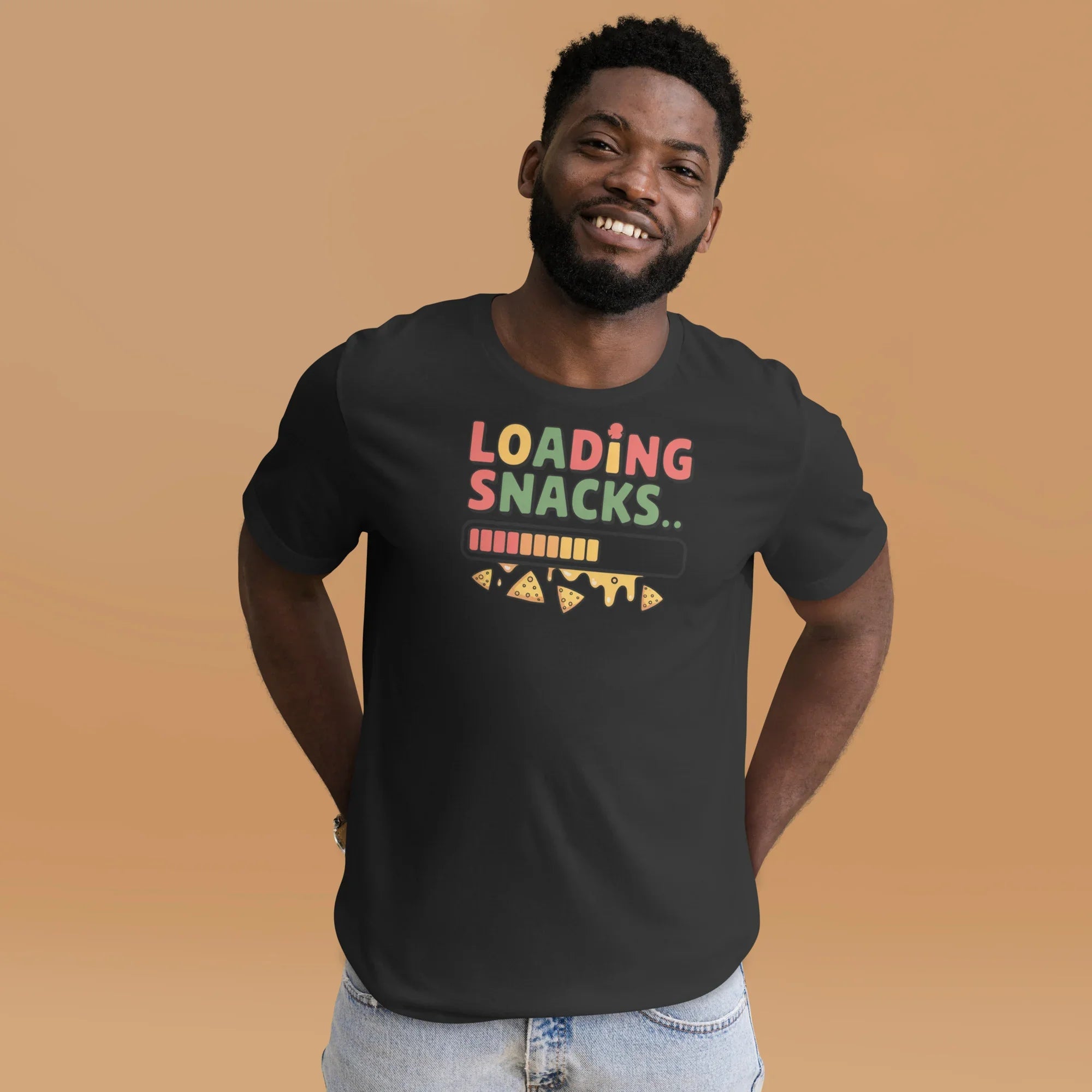 Loading Snacks T-Shirt – Funny Gamer Food Progress Bar - RaZits