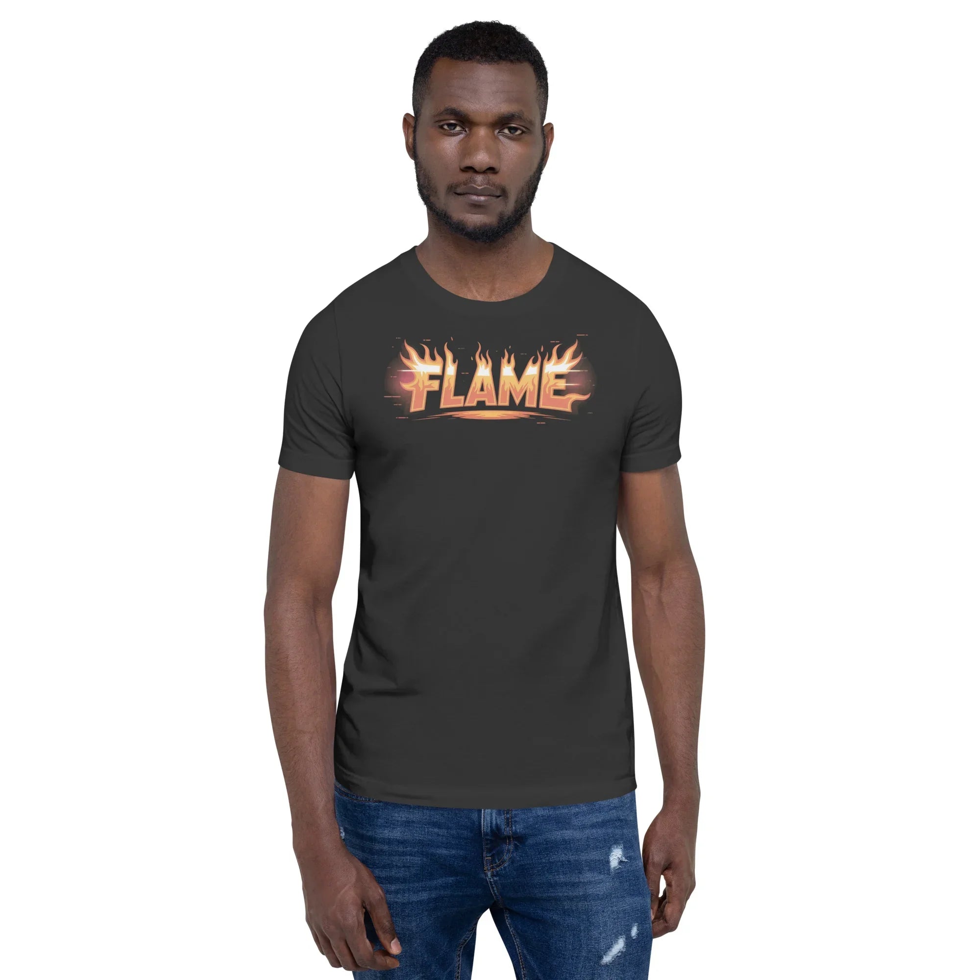 FLAME Graphic Shirt – Fiery Lettering Apparel for Action Fighters - RaZits