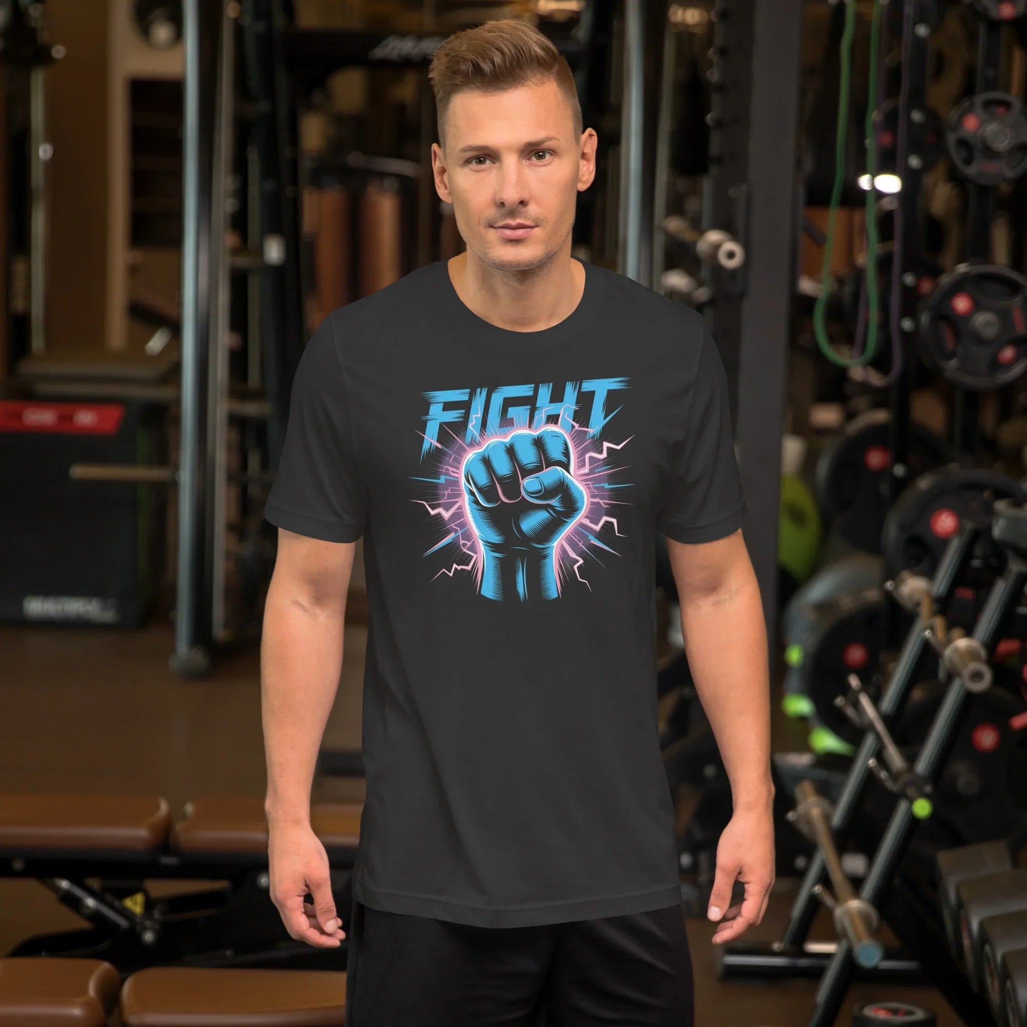 Electric Fist Neon Fight Graphic Tee – Lightning Strike Power Design - RaZits