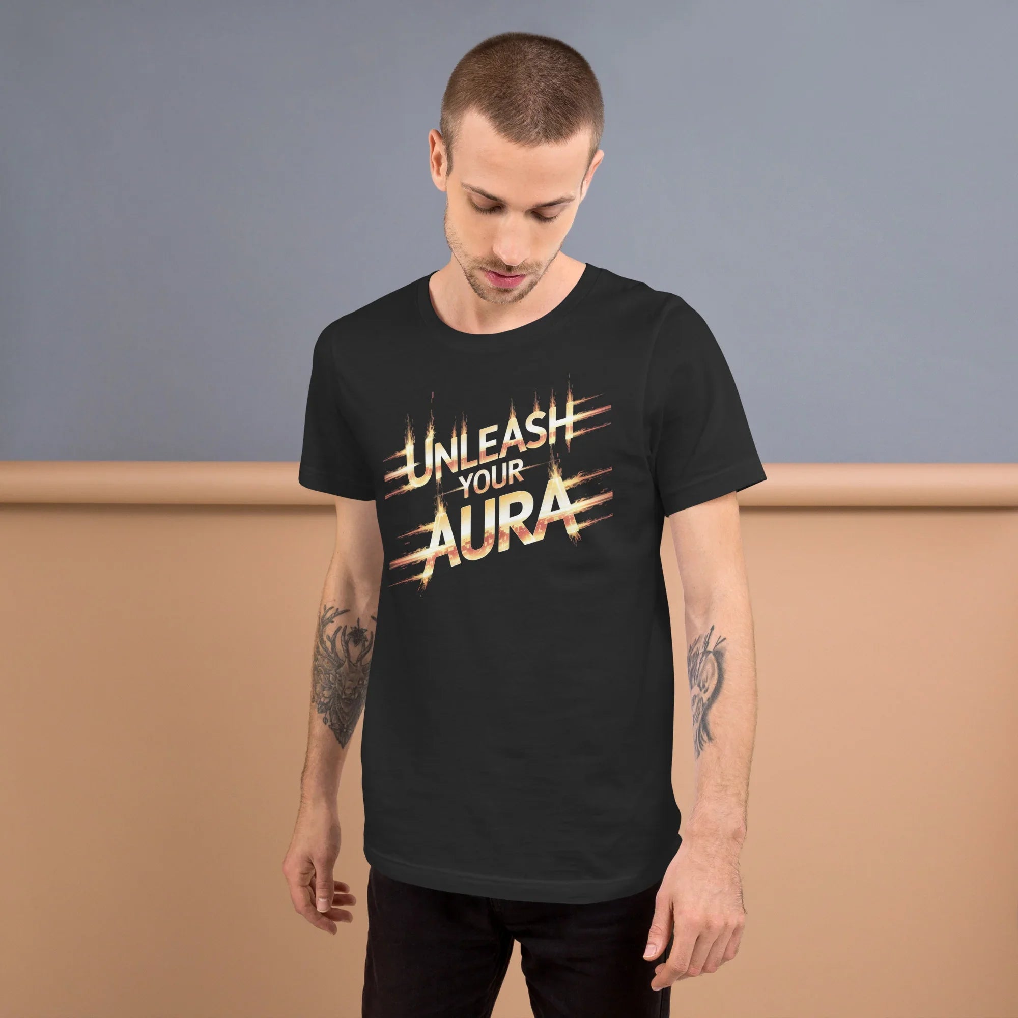 Unleash Your Aura Graphic Tee – Fiery Energy Burst Design - RaZits