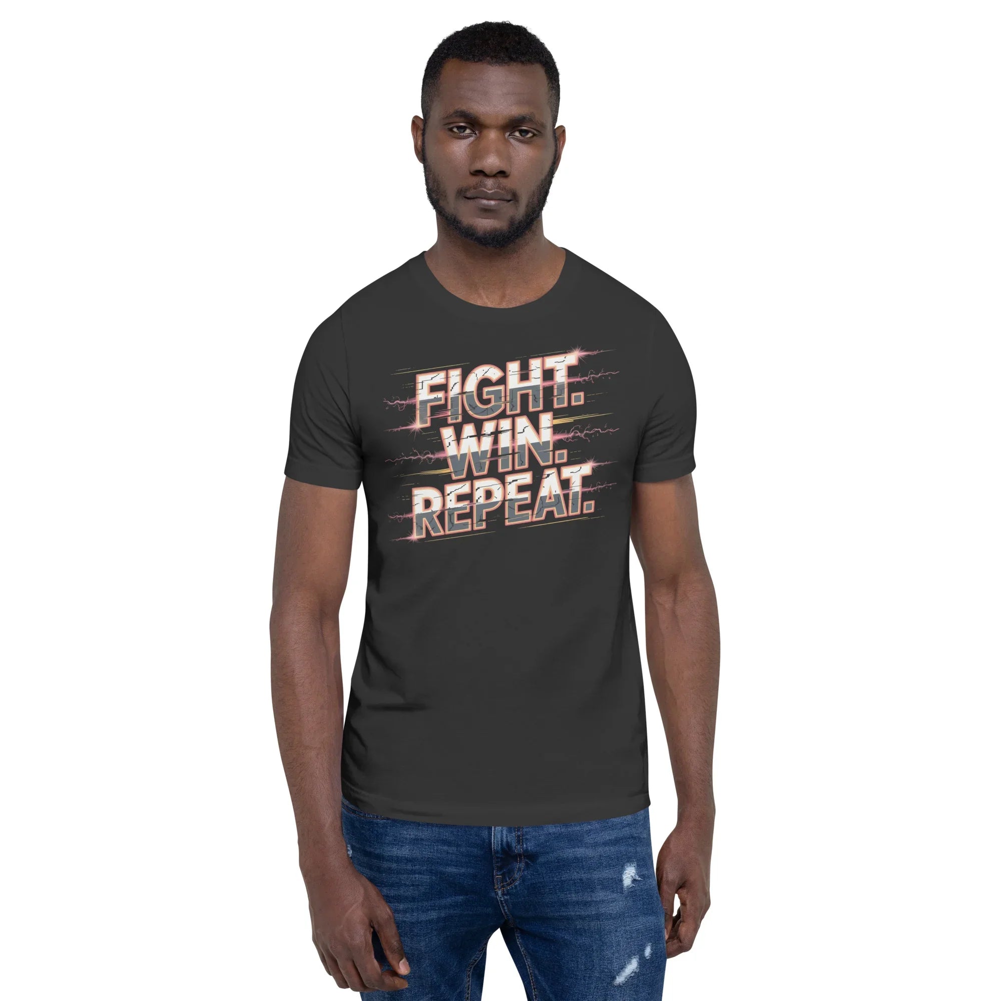 Fight Win Repeat Graphic Tee – Action Loop Battle Design - RaZits