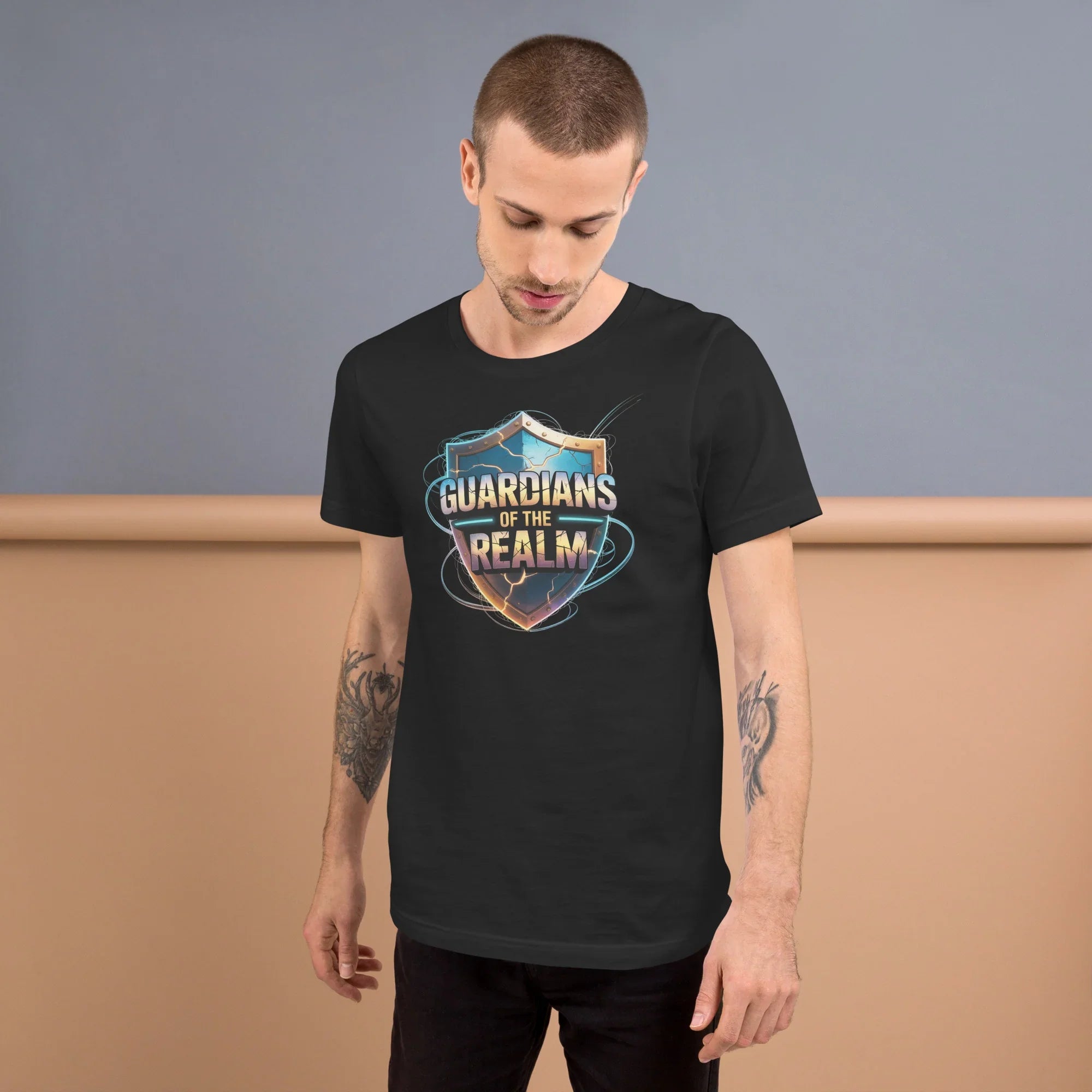 Guardians of the Realm Shirt – Fantasy Warrior T Shirt with Sword and Shield Design - RaZits
