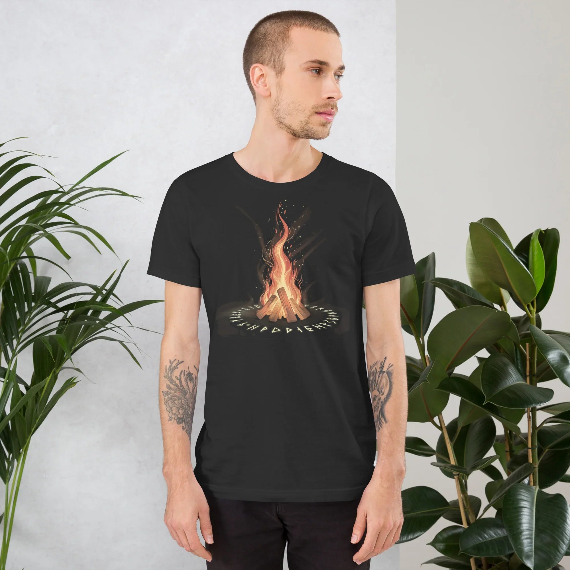 Bonfire Rune Shirt – Mystic Bonfire T Shirt with Arcane Fire Circle Design - RaZits