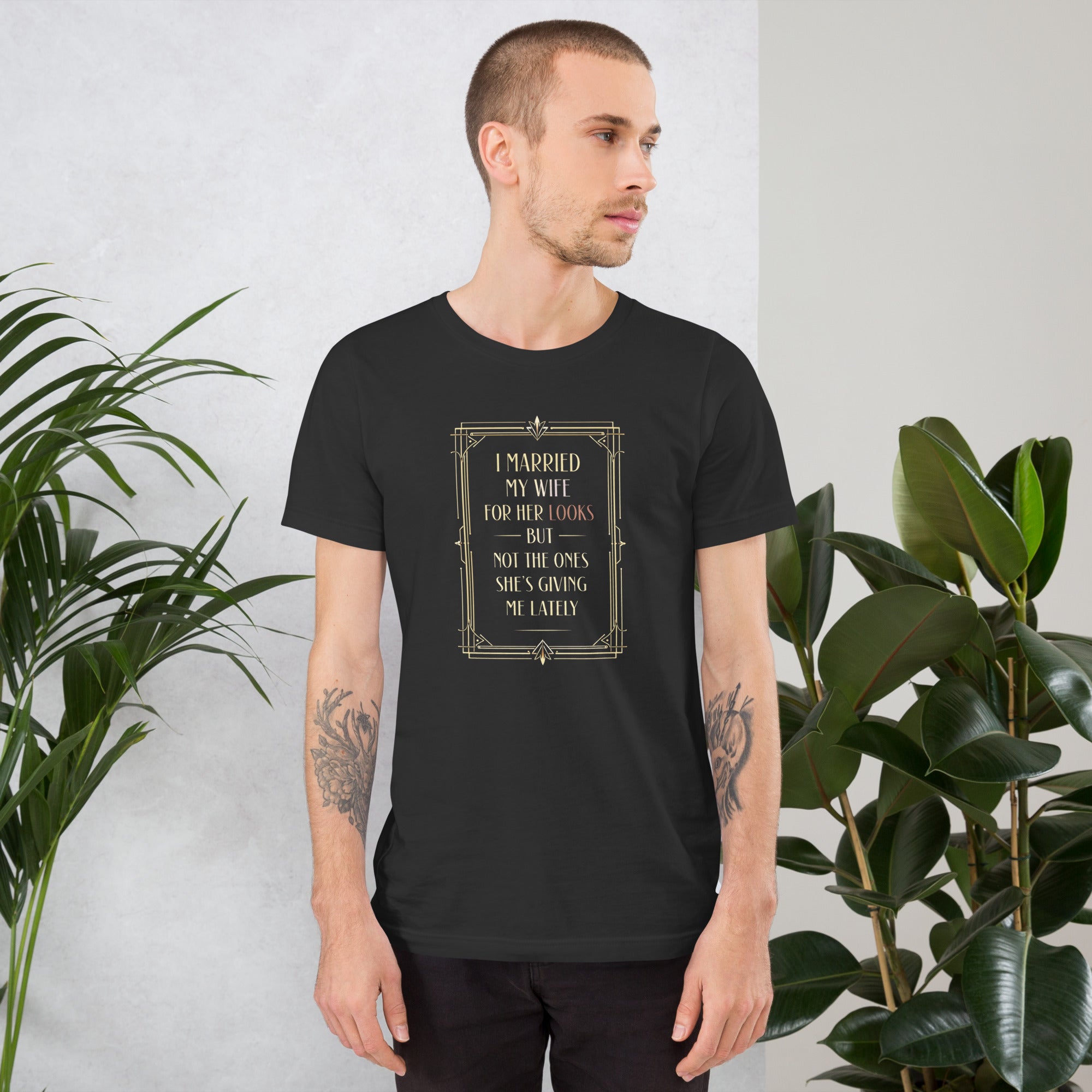 Dark Grey husband humor tee, front view mockup