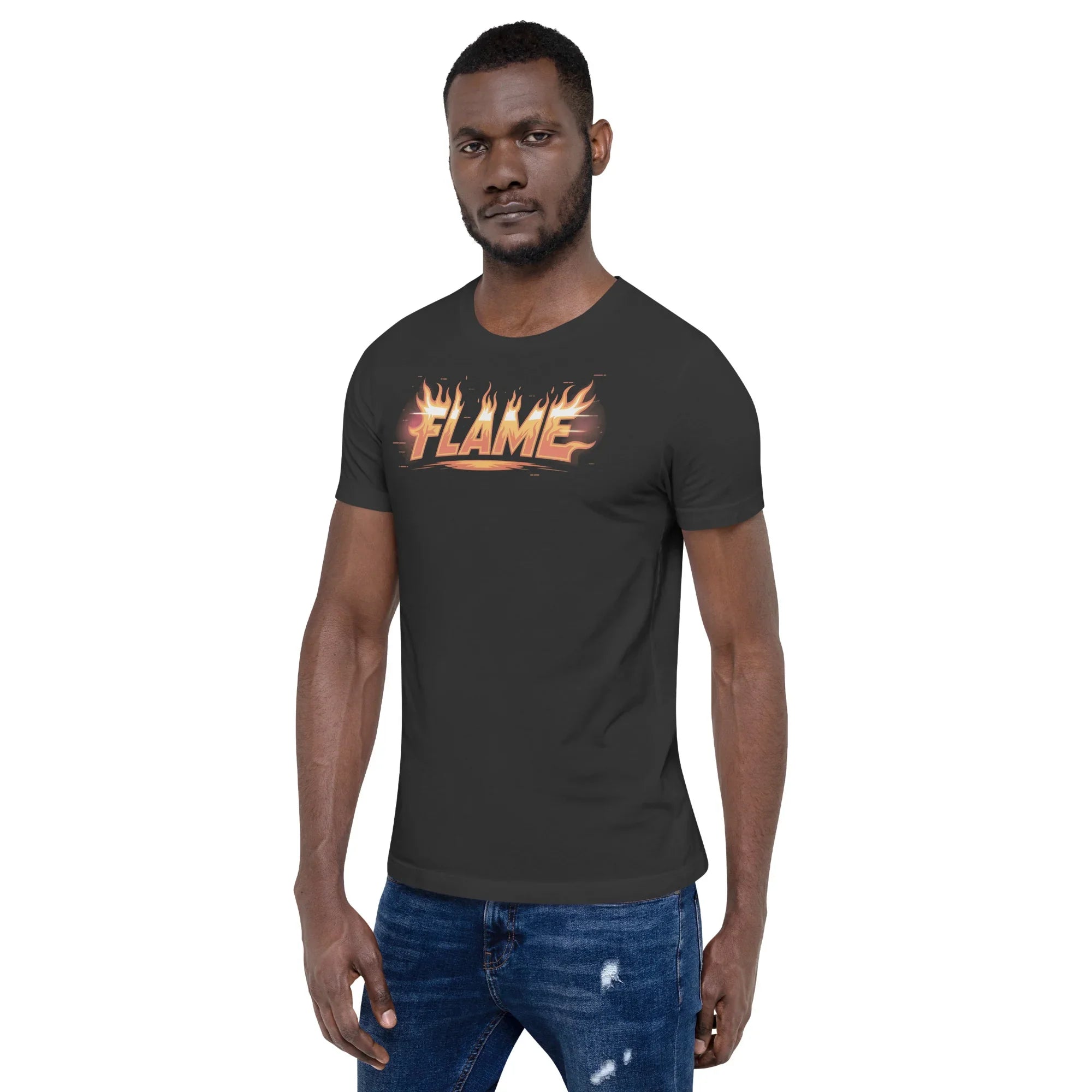 FLAME Graphic Shirt – Fiery Lettering Apparel for Action Fighters - RaZits