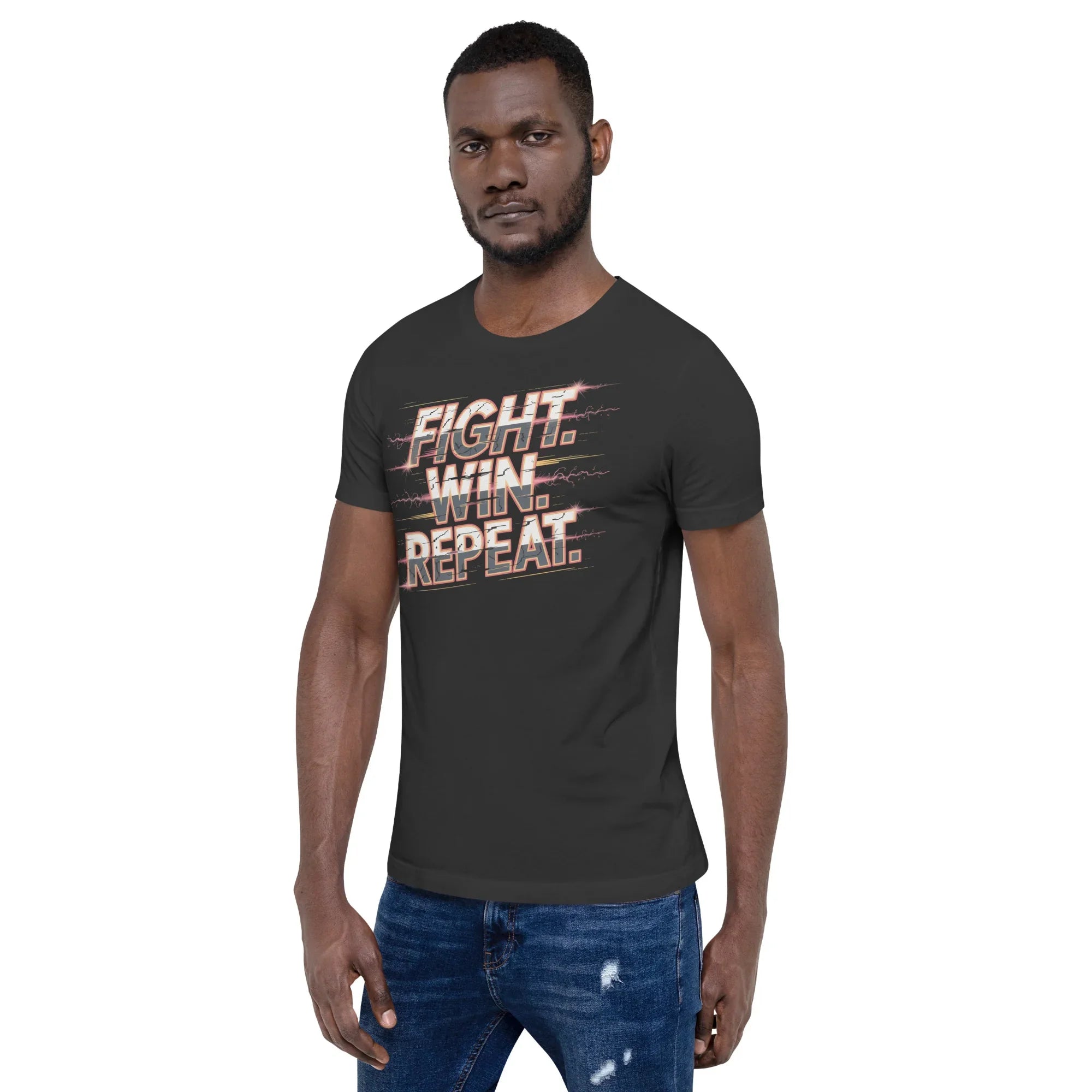 Fight Win Repeat Graphic Tee – Action Loop Battle Design - RaZits