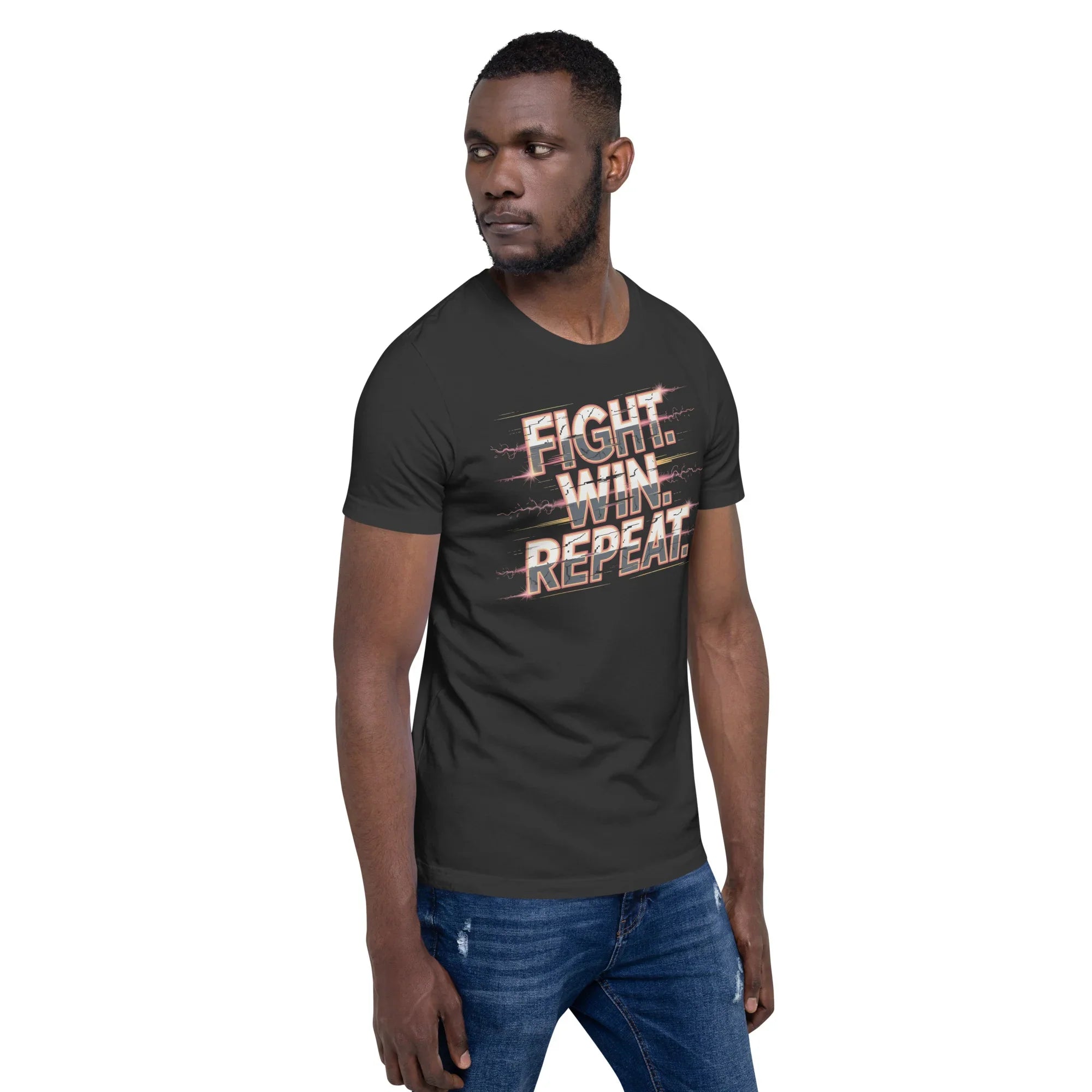 Fight Win Repeat Graphic Tee – Action Loop Battle Design - RaZits