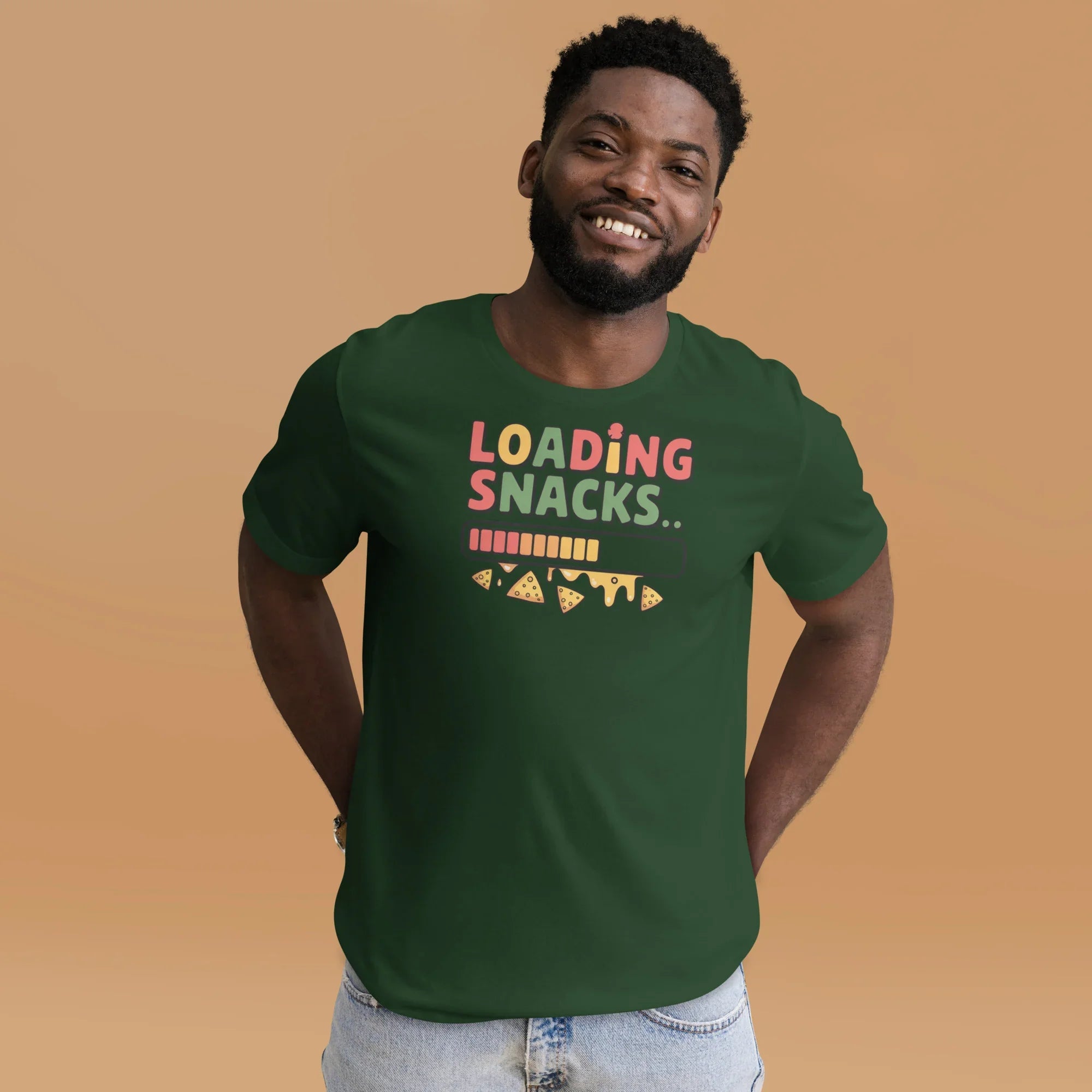 Loading Snacks T-Shirt – Funny Gamer Food Progress Bar - RaZits
