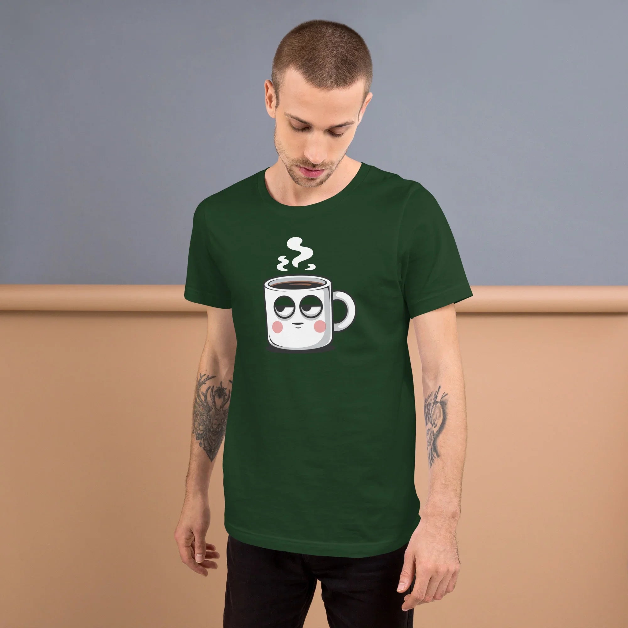Too Early Face T-Shirt – Sleepy Coffee Mug Graphic - RaZits