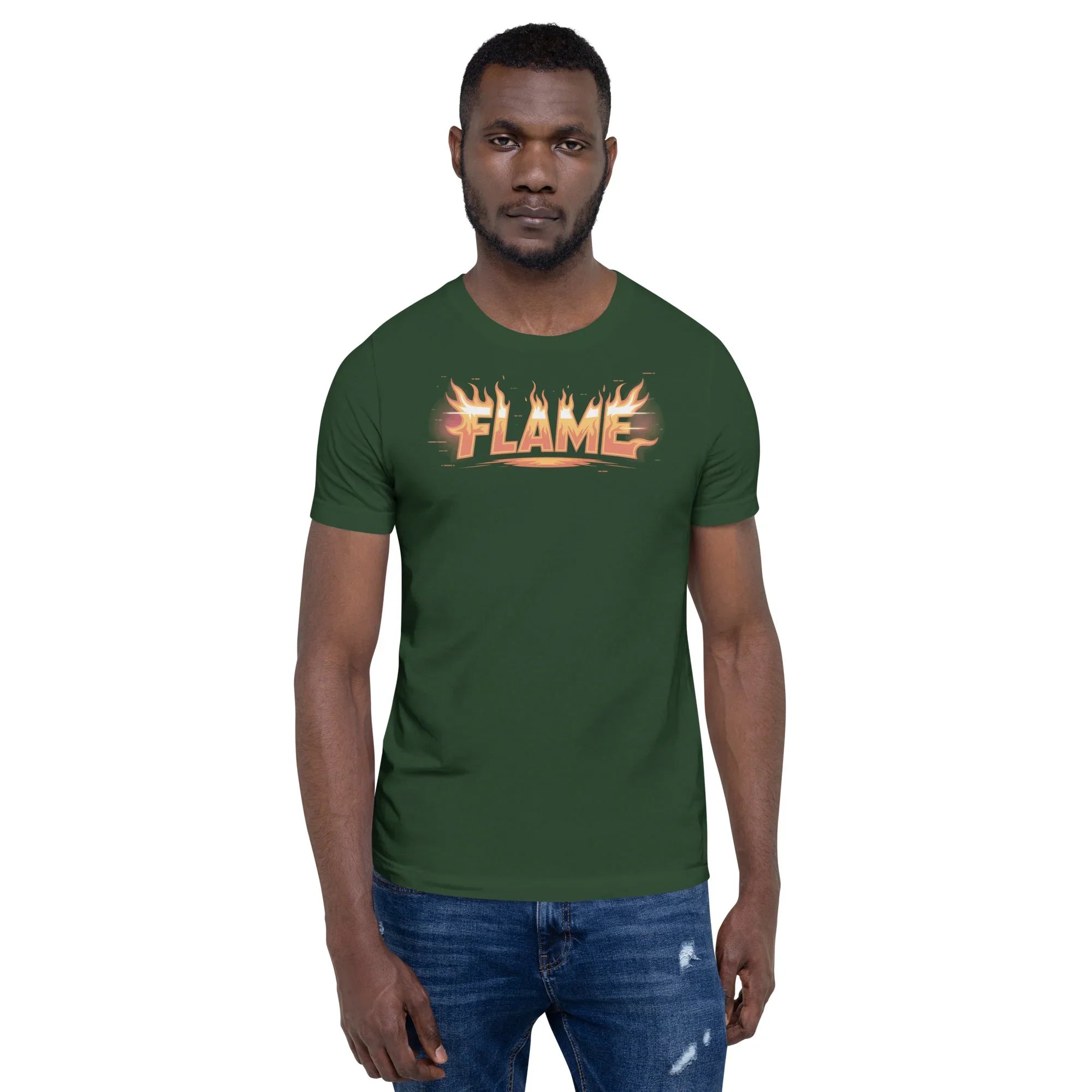 FLAME Graphic Shirt – Fiery Lettering Apparel for Action Fighters - RaZits