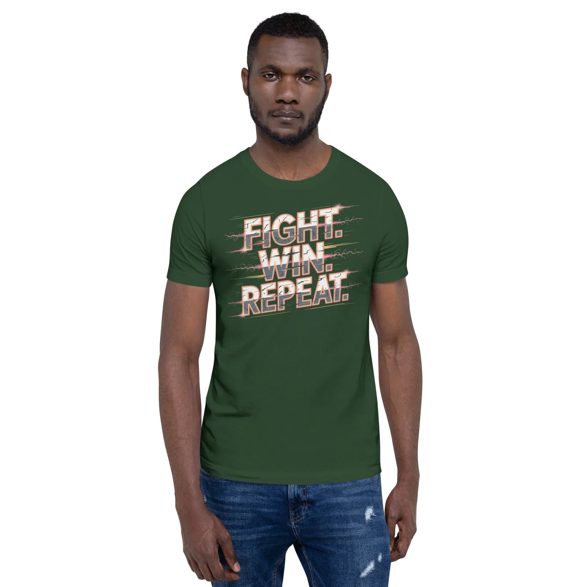 Fight Win Repeat Graphic Tee – Action Loop Battle Design - RaZits