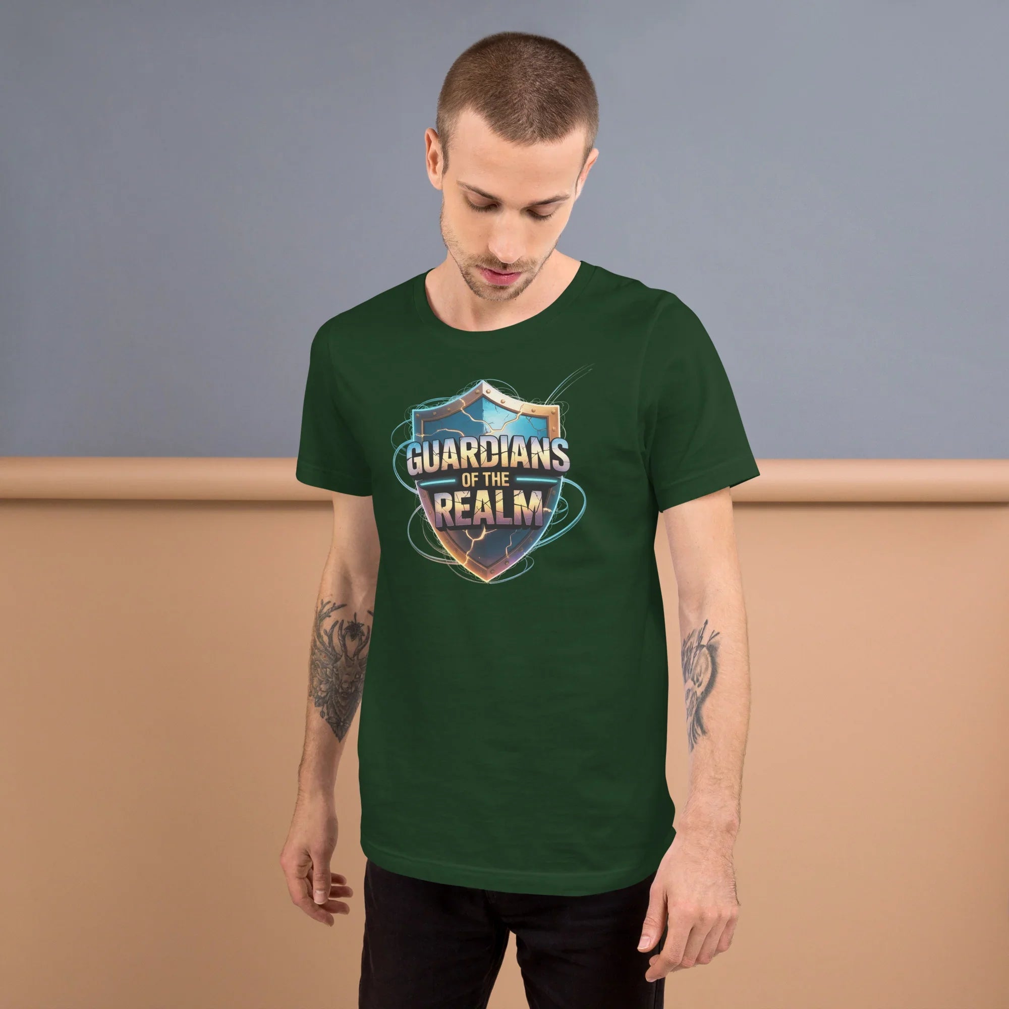 Guardians of the Realm Shirt – Fantasy Warrior T Shirt with Sword and Shield Design - RaZits