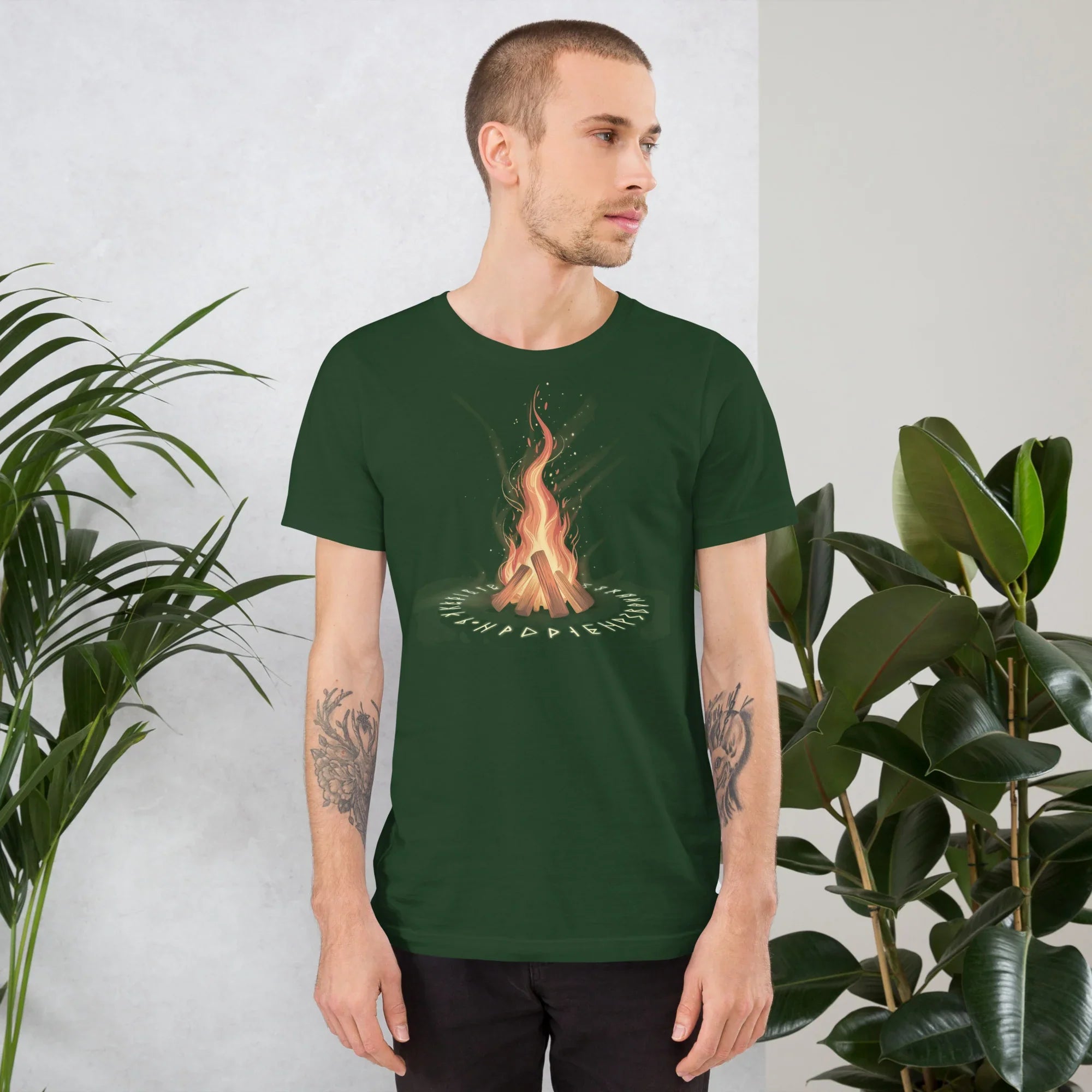 Bonfire Rune Shirt – Mystic Bonfire T Shirt with Arcane Fire Circle Design - RaZits