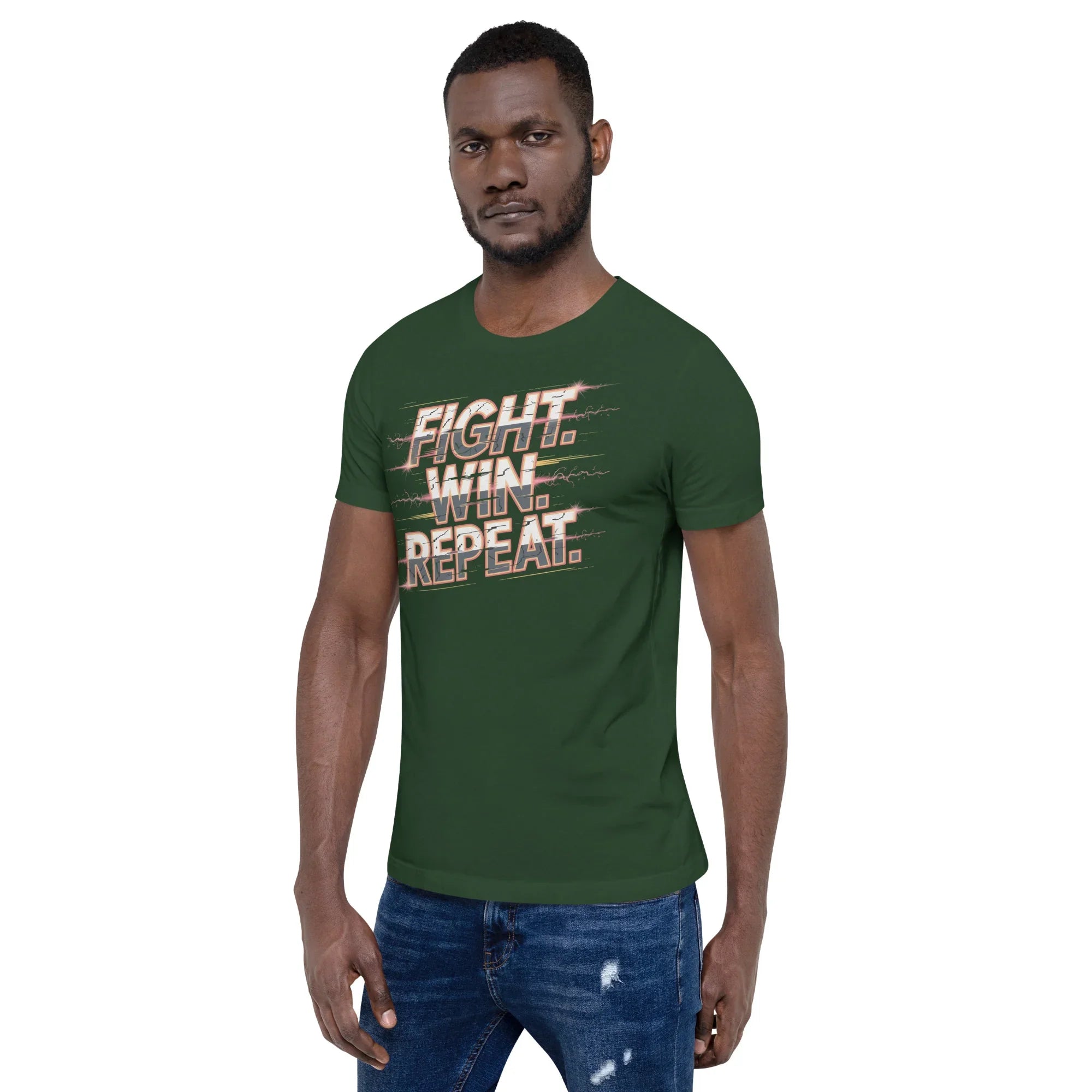 Fight Win Repeat Graphic Tee – Action Loop Battle Design - RaZits