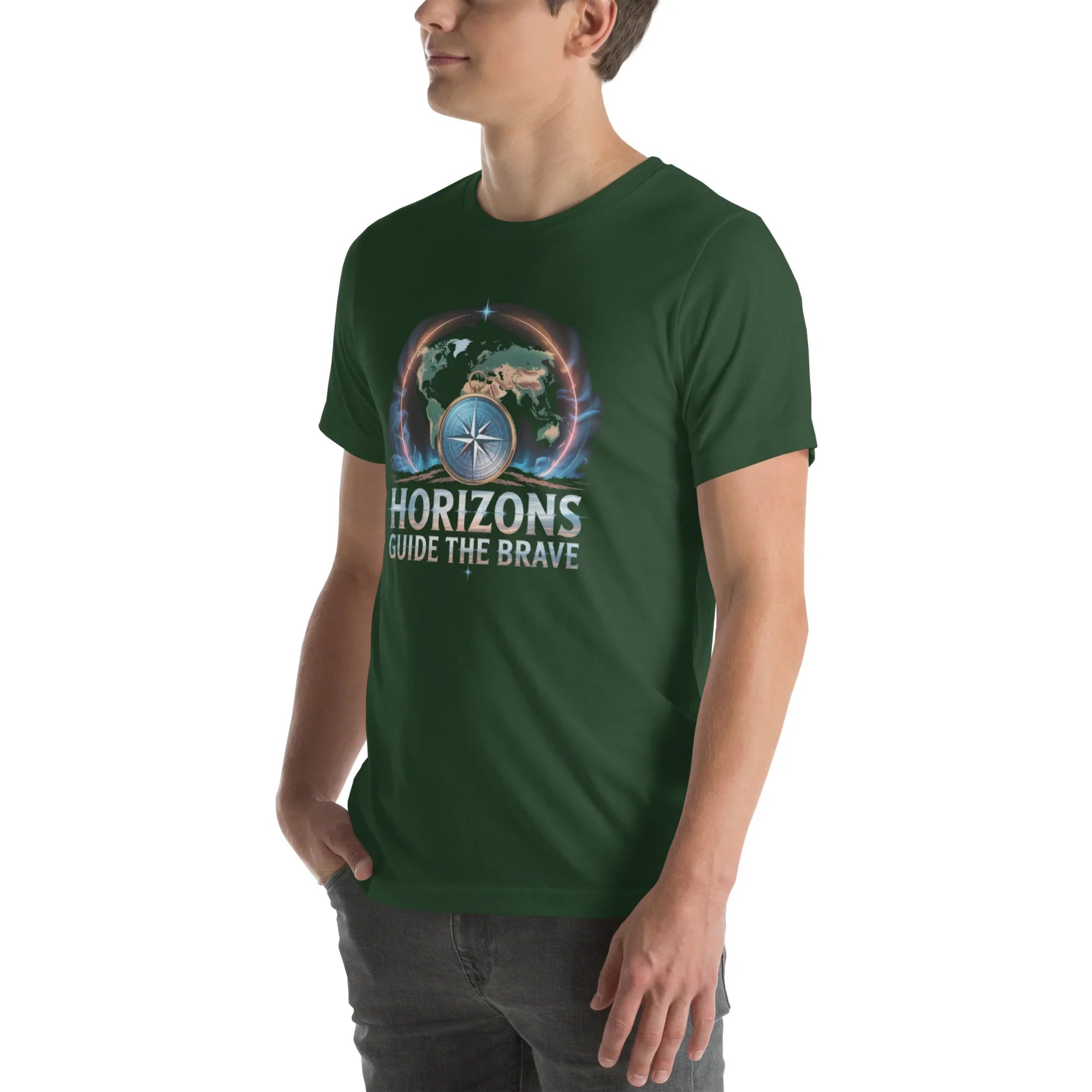 Horizons Guide the Brave T-Shirt – Compass of Courage Adventure Tee - RaZits