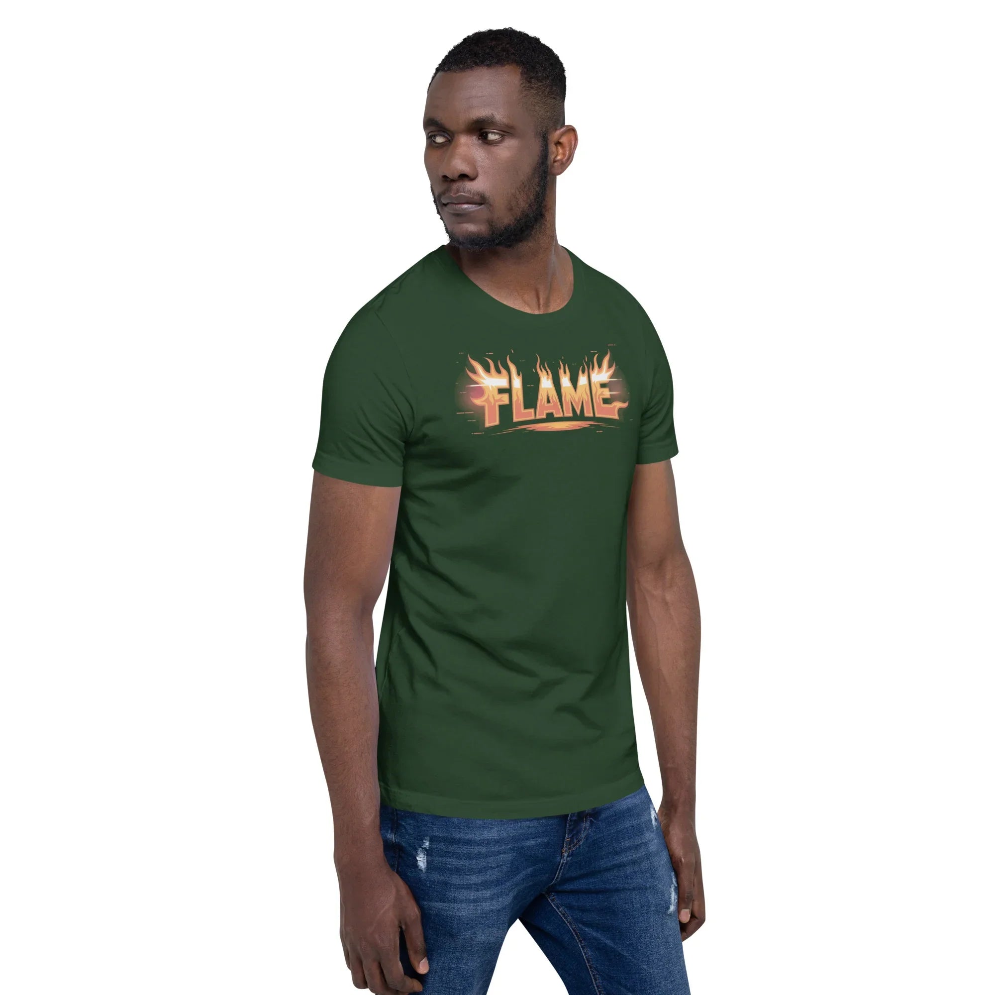 FLAME Graphic Shirt – Fiery Lettering Apparel for Action Fighters - RaZits