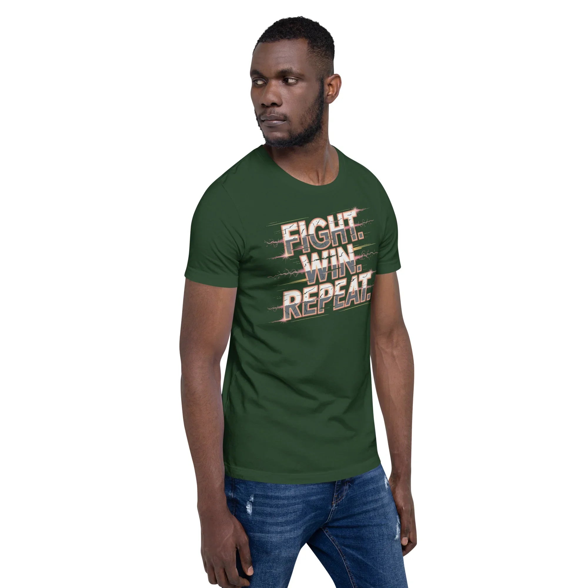 Fight Win Repeat Graphic Tee – Action Loop Battle Design - RaZits