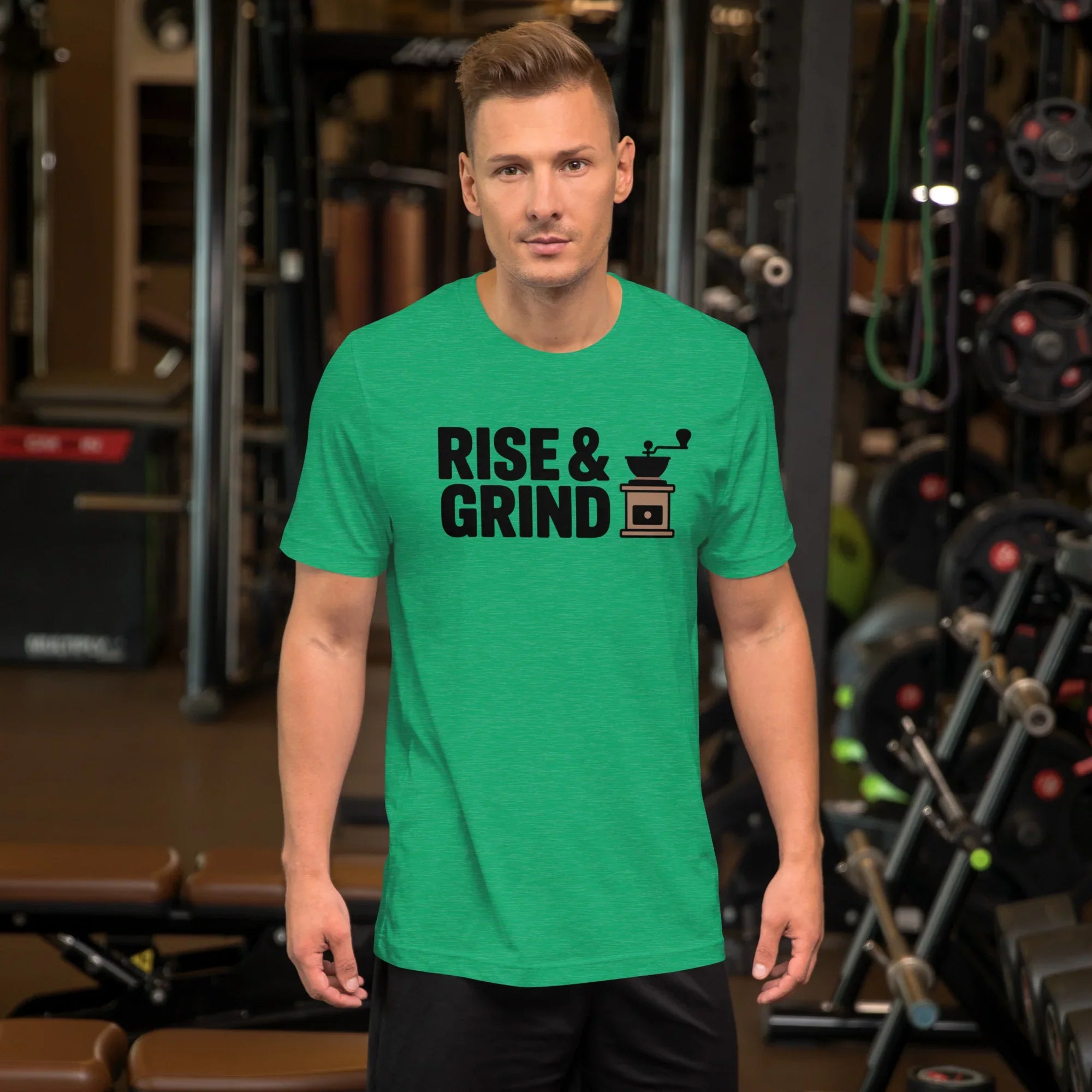 Rise & Grind T-Shirt – Classic Coffee Grinder Graphic - RaZits