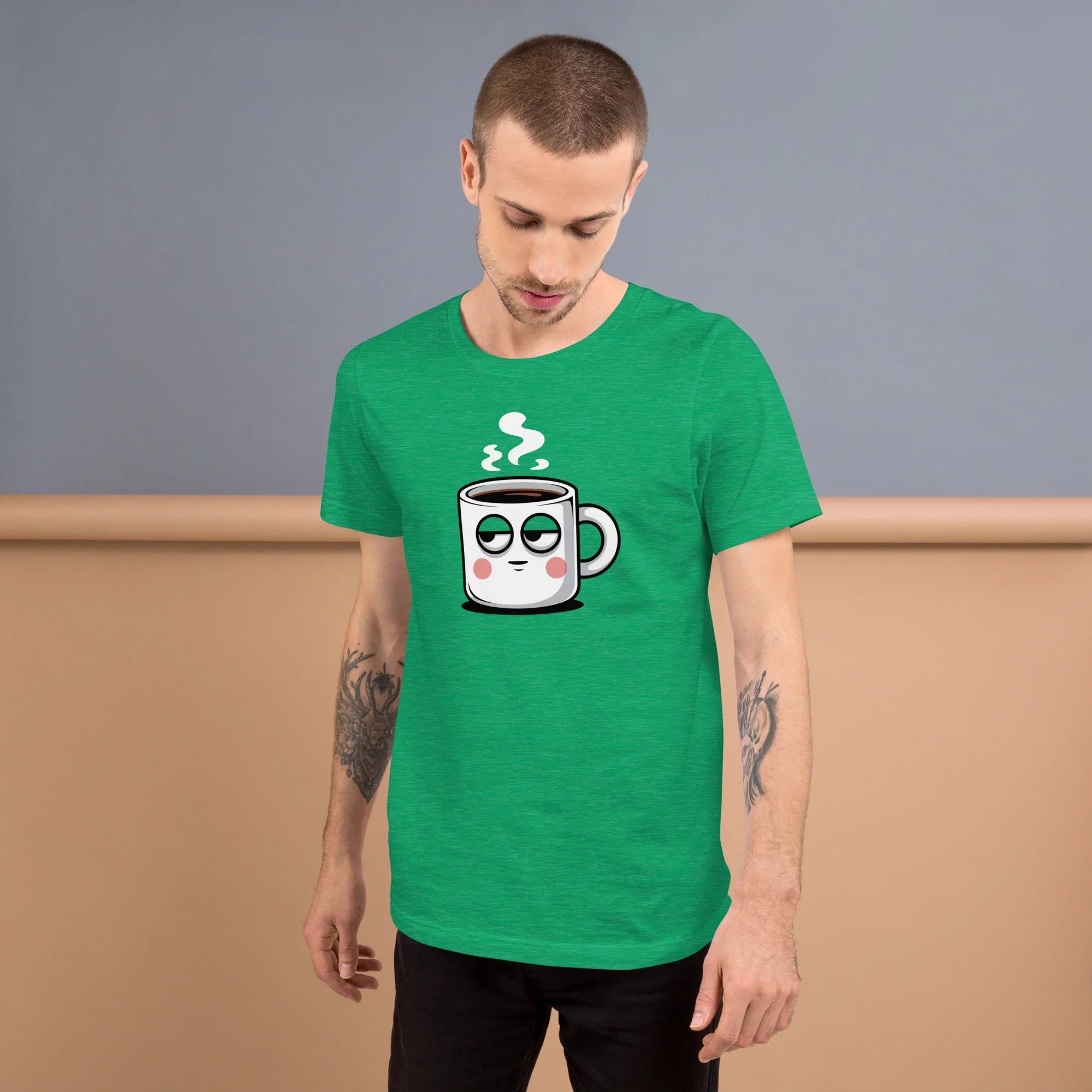 Too Early Face T-Shirt – Sleepy Coffee Mug Graphic - RaZits