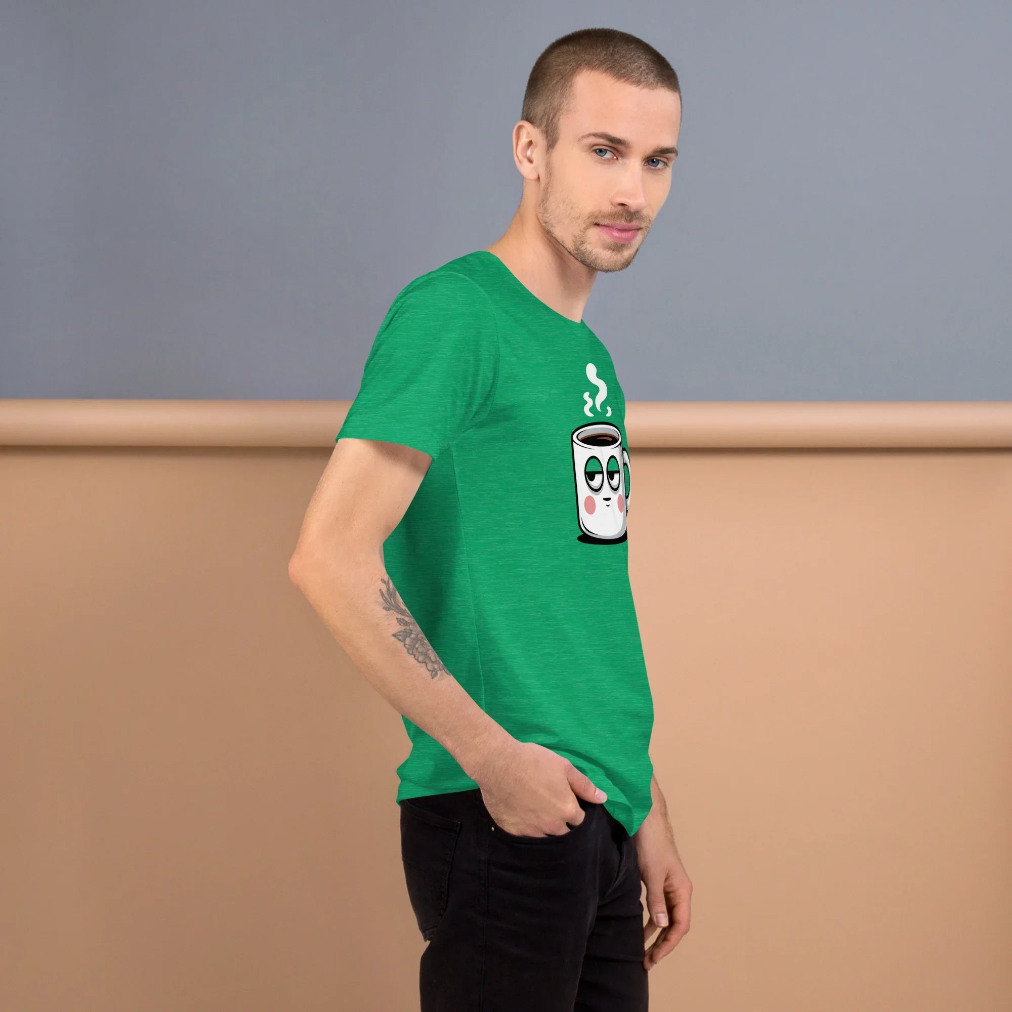 Too Early Face T-Shirt – Sleepy Coffee Mug Graphic - RaZits