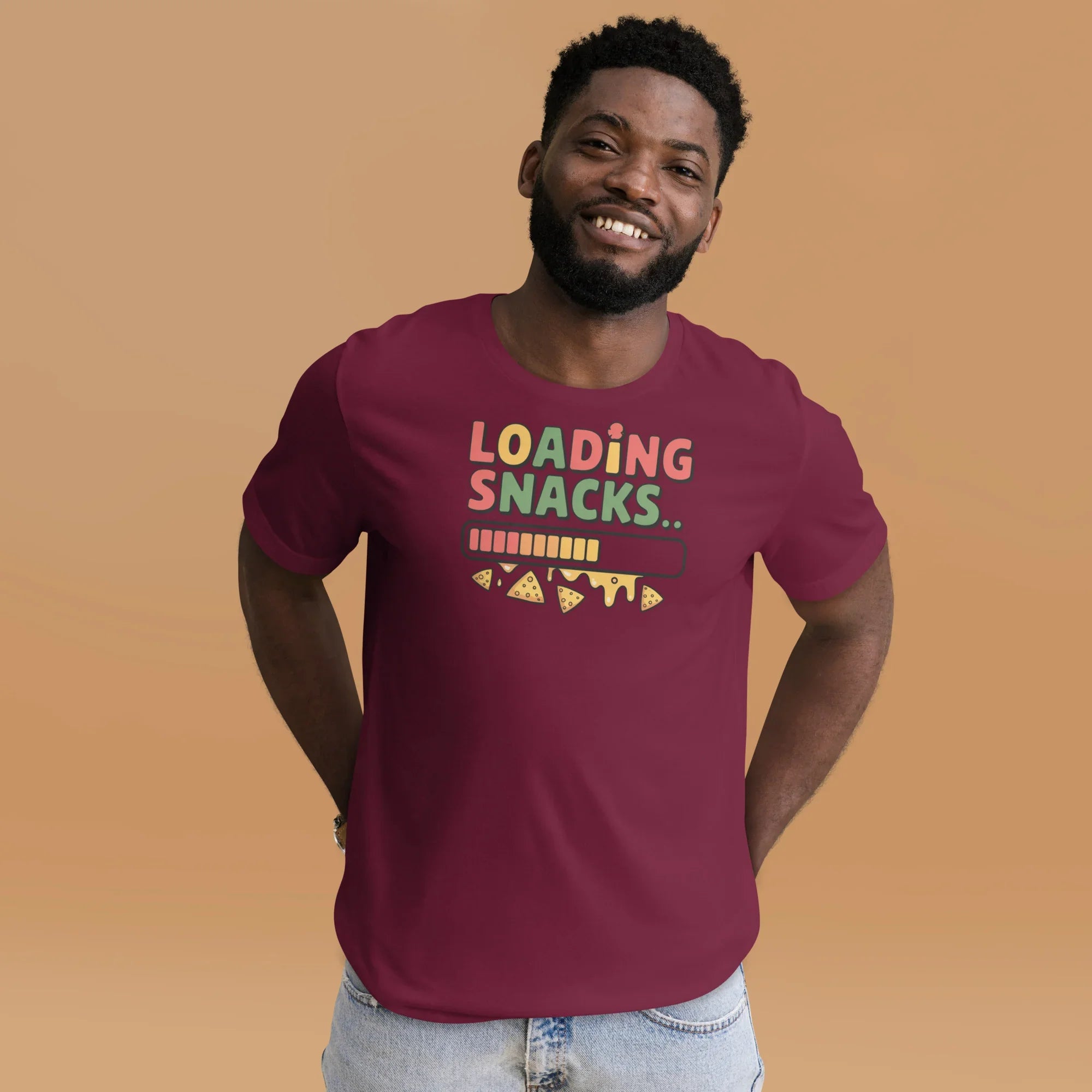 Loading Snacks T-Shirt – Funny Gamer Food Progress Bar - RaZits