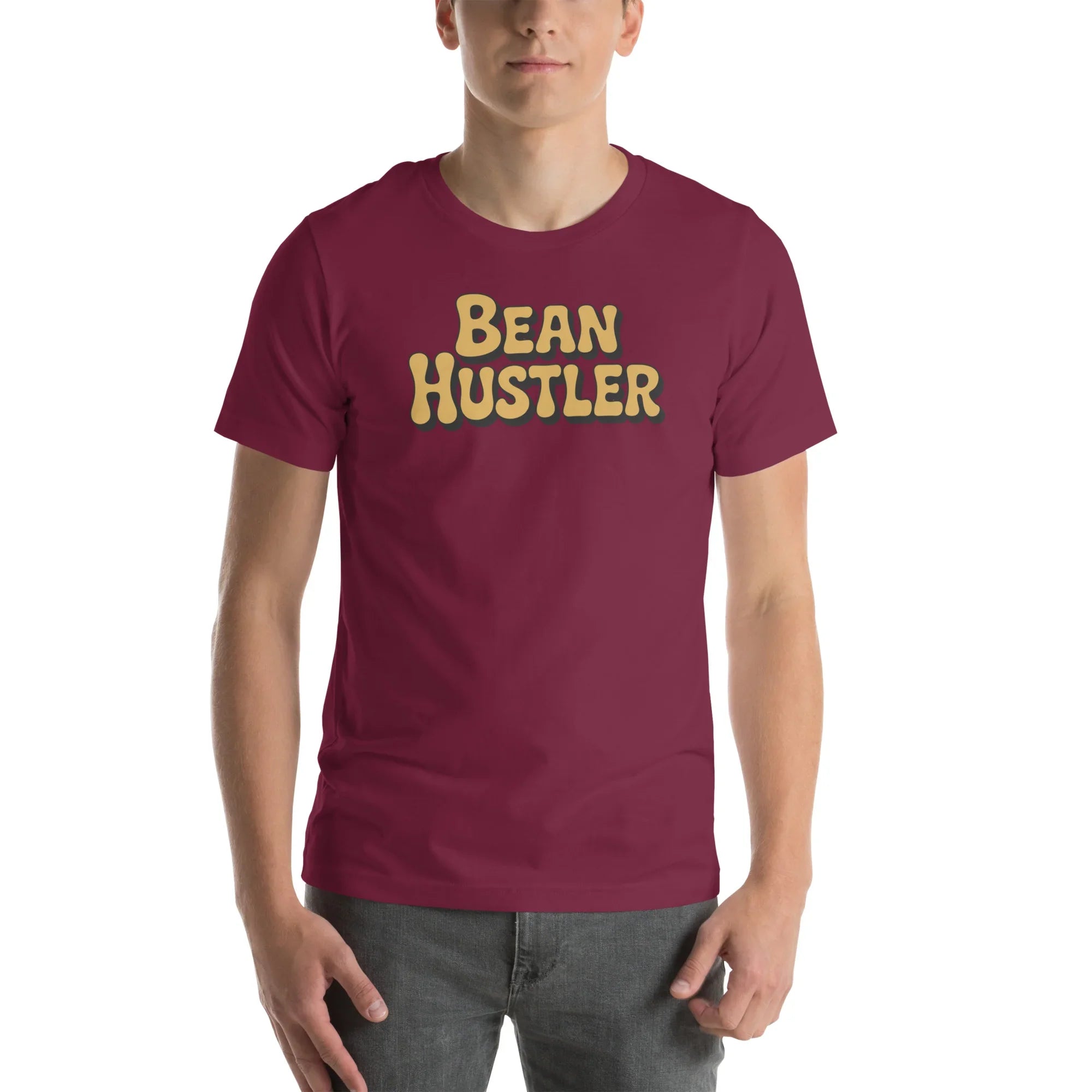 Bean Hustler T-Shirt – Bold Coffee Typography Design - RaZits