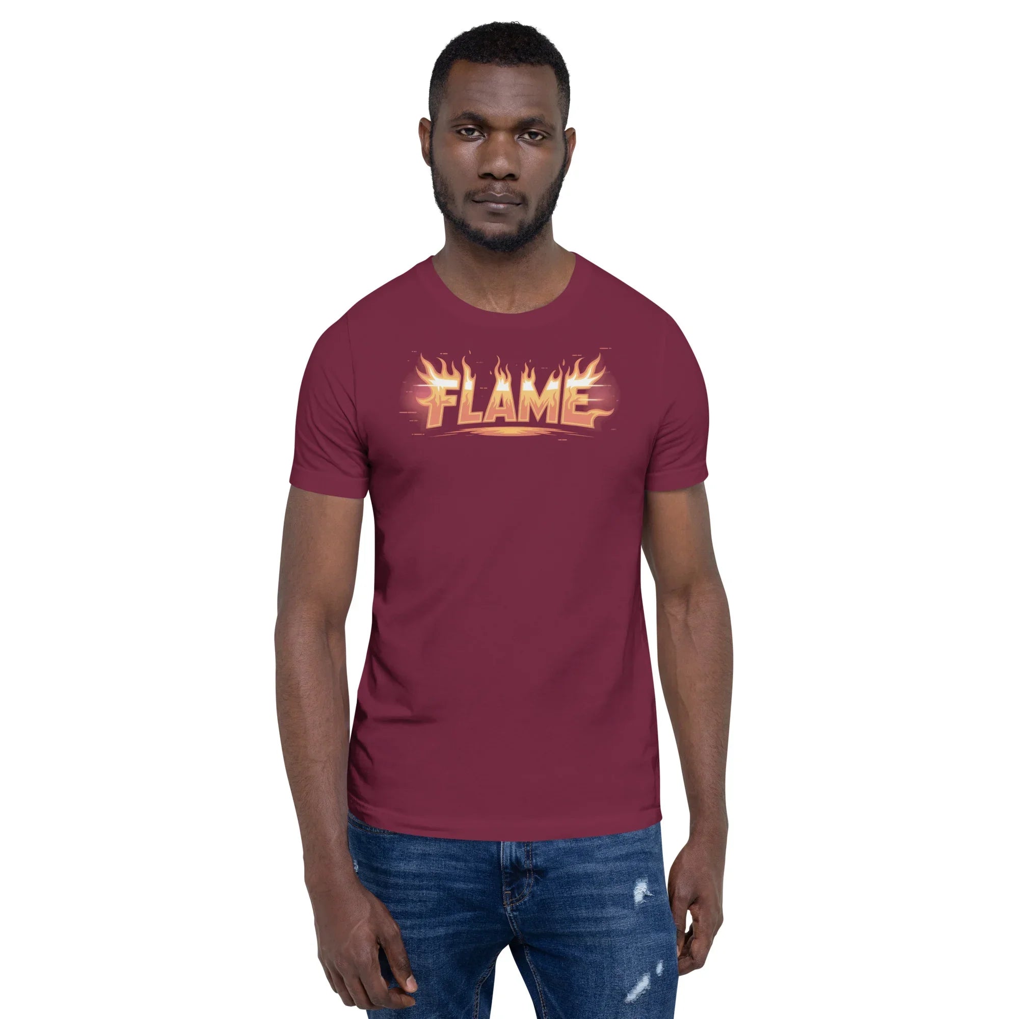 FLAME Graphic Shirt – Fiery Lettering Apparel for Action Fighters - RaZits
