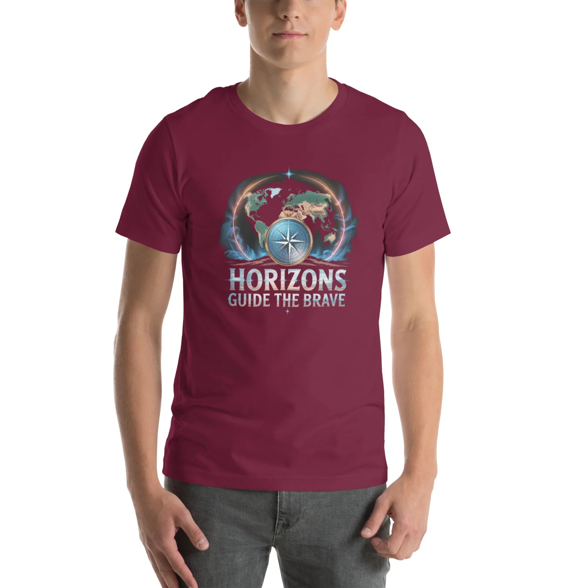 Horizons Guide the Brave T-Shirt – Compass of Courage Adventure Tee - RaZits